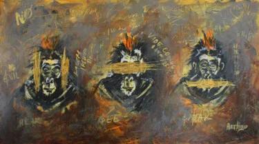 Defiant Monkeys in Earth Tones, Acrylic, 2025, 90.00 × 50.00 cm