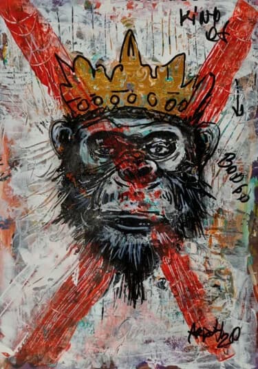 Energetic Acrylic Monkey Portrait, Acrylic, 2026, 29.7 × 42 cm
