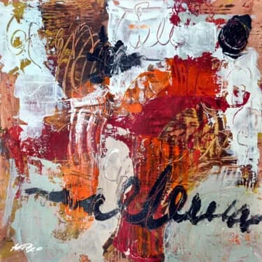 Burnt Orange Abstract on Paper, Acrylic, 2026, 30 × 30 cm