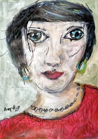 Emerald Eyes in Acrylic on Paper, Acrylic, 2026, 21 × 29.7 cm