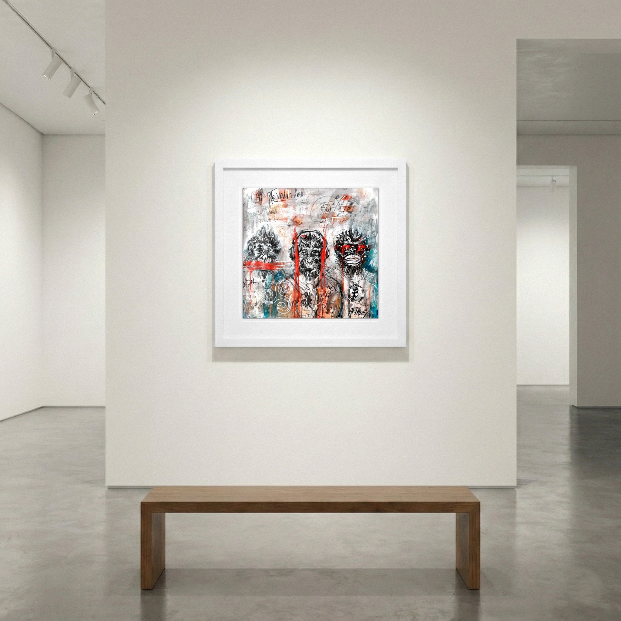 Red and Grey Censorship Art — art on the wall, room interior preview 1