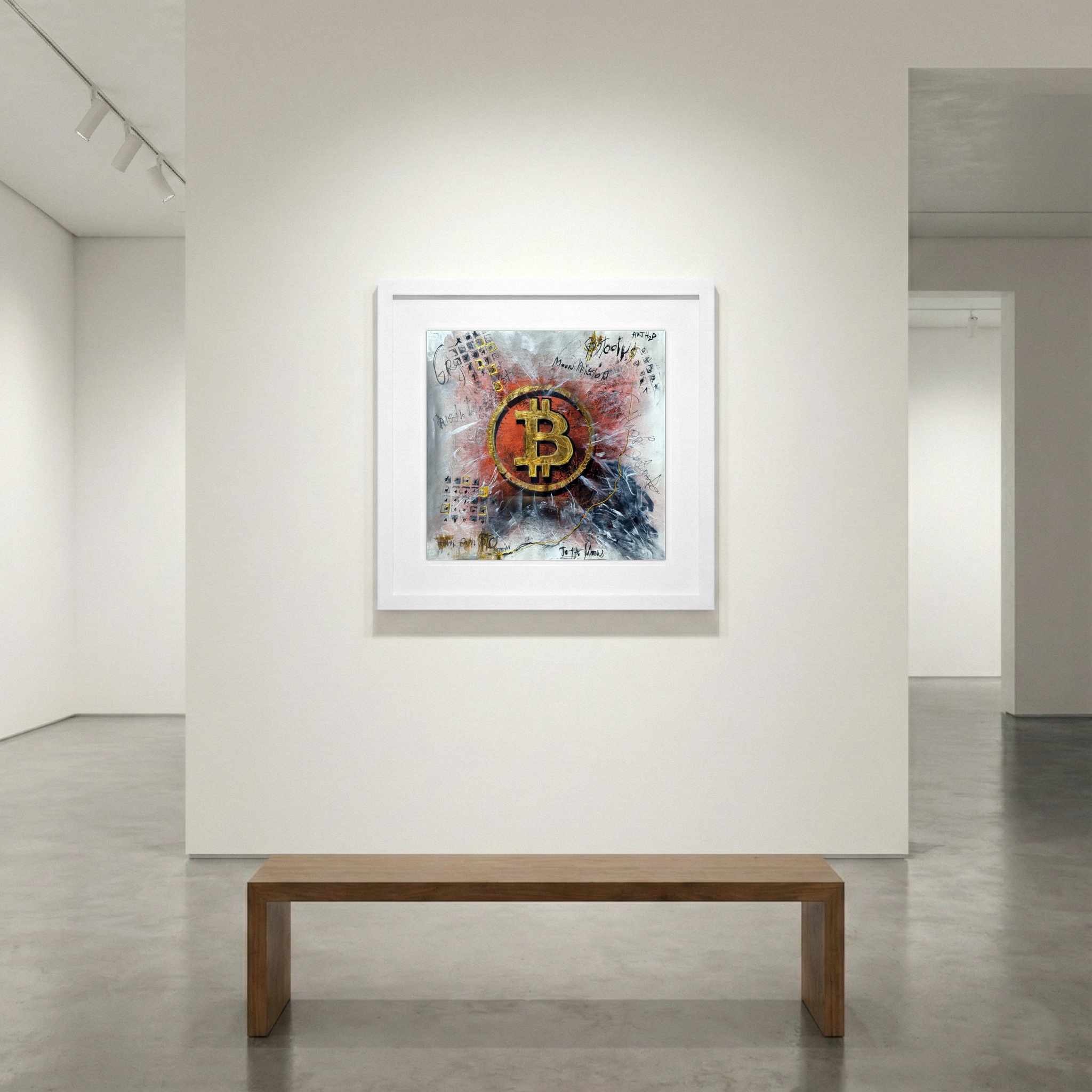 Bitcoin and Red Chaos — art on the wall, room interior preview 1