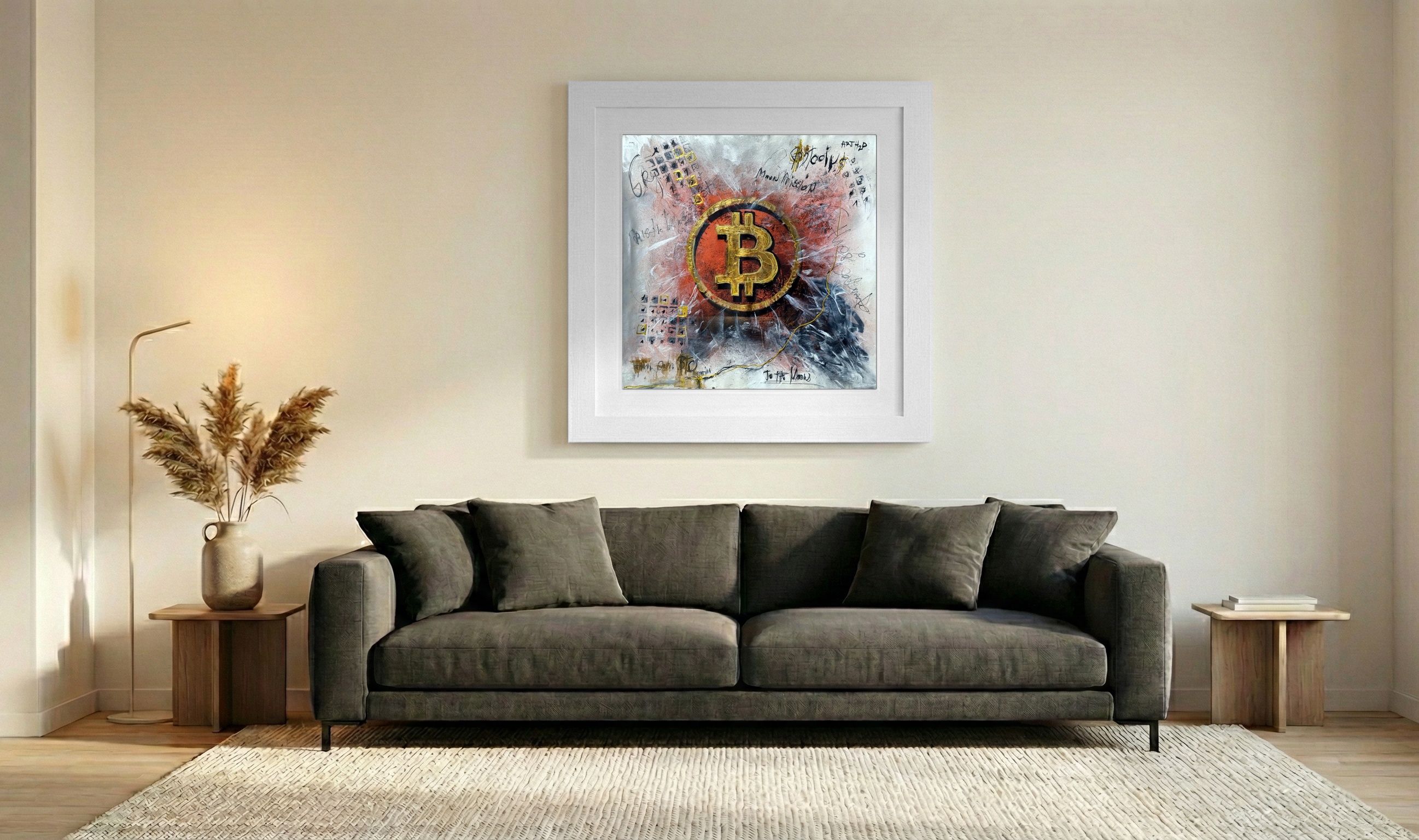 Bitcoin and Red Chaos — art on the wall, room interior preview 3