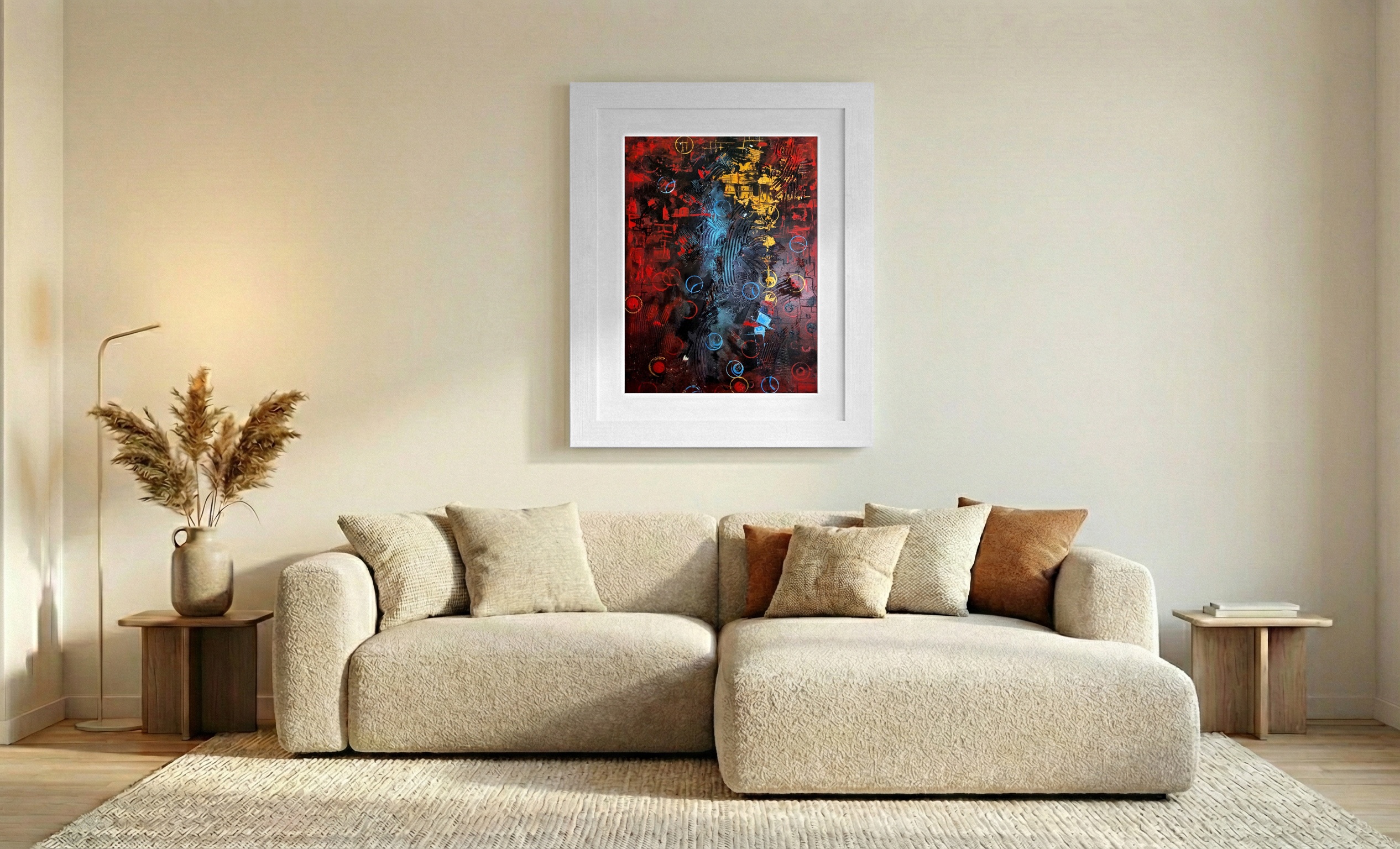 Crimson and Black Energy of The Dot Com Bubble — art on the wall, room interior preview 1
