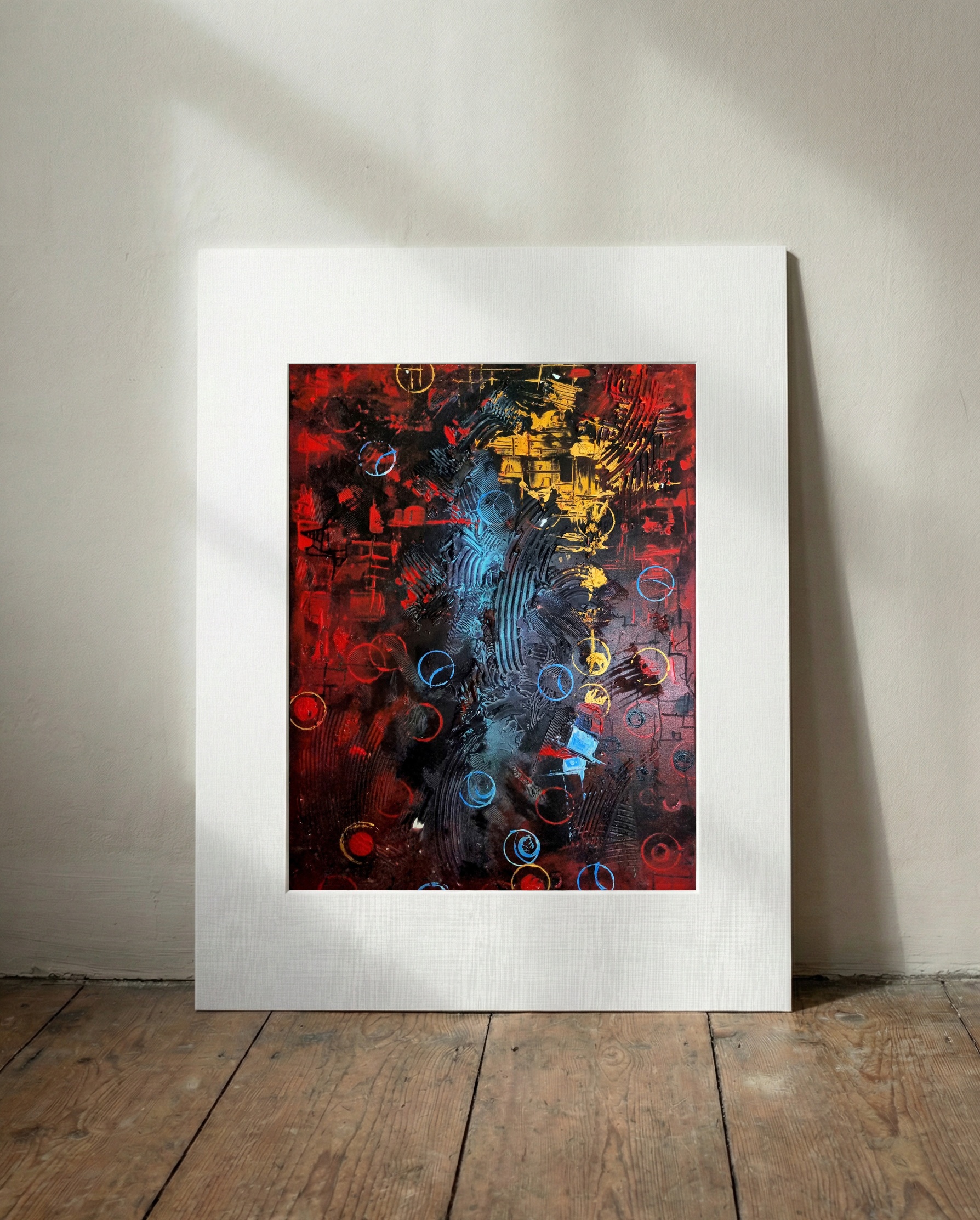 Crimson and Black Energy of The Dot Com Bubble — art on the wall, room interior preview 2