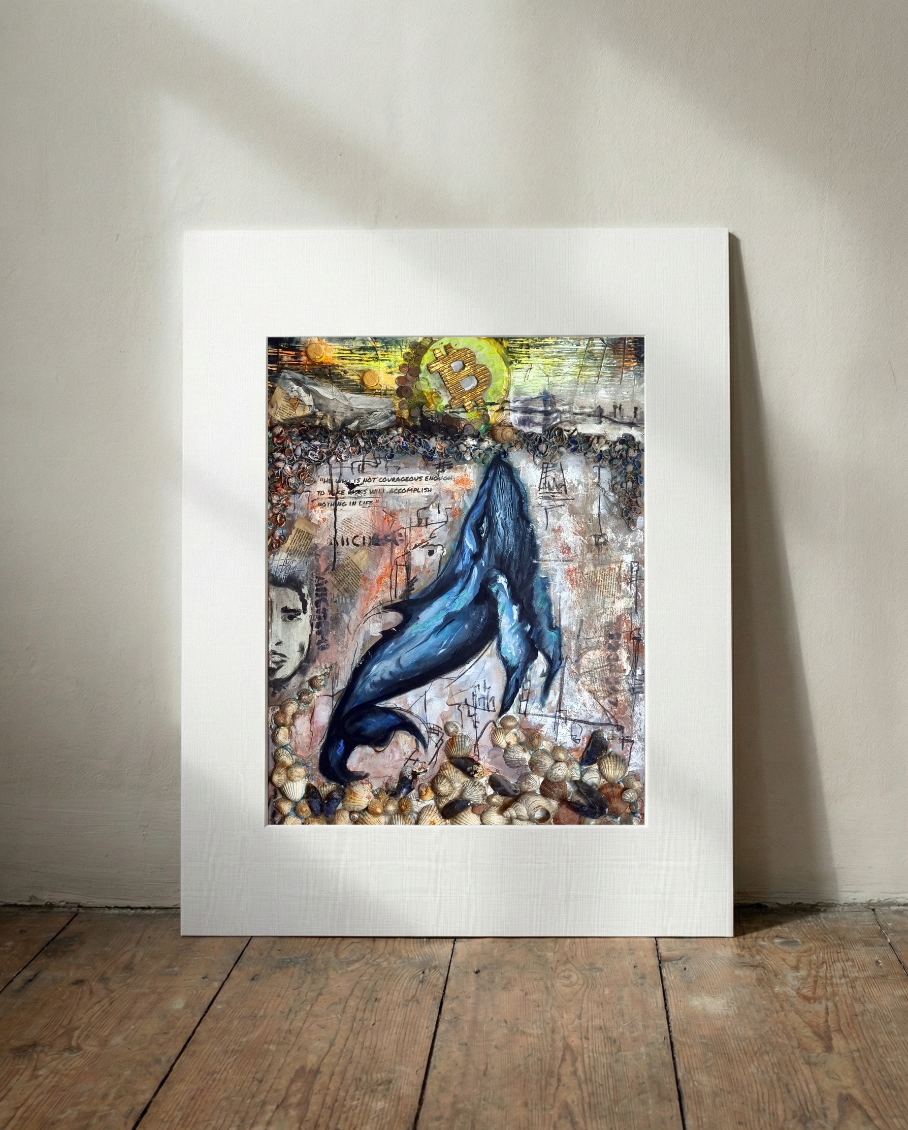 Blue and Tactile Depth of The Bitcoin Whale — art on the wall, room interior preview 2