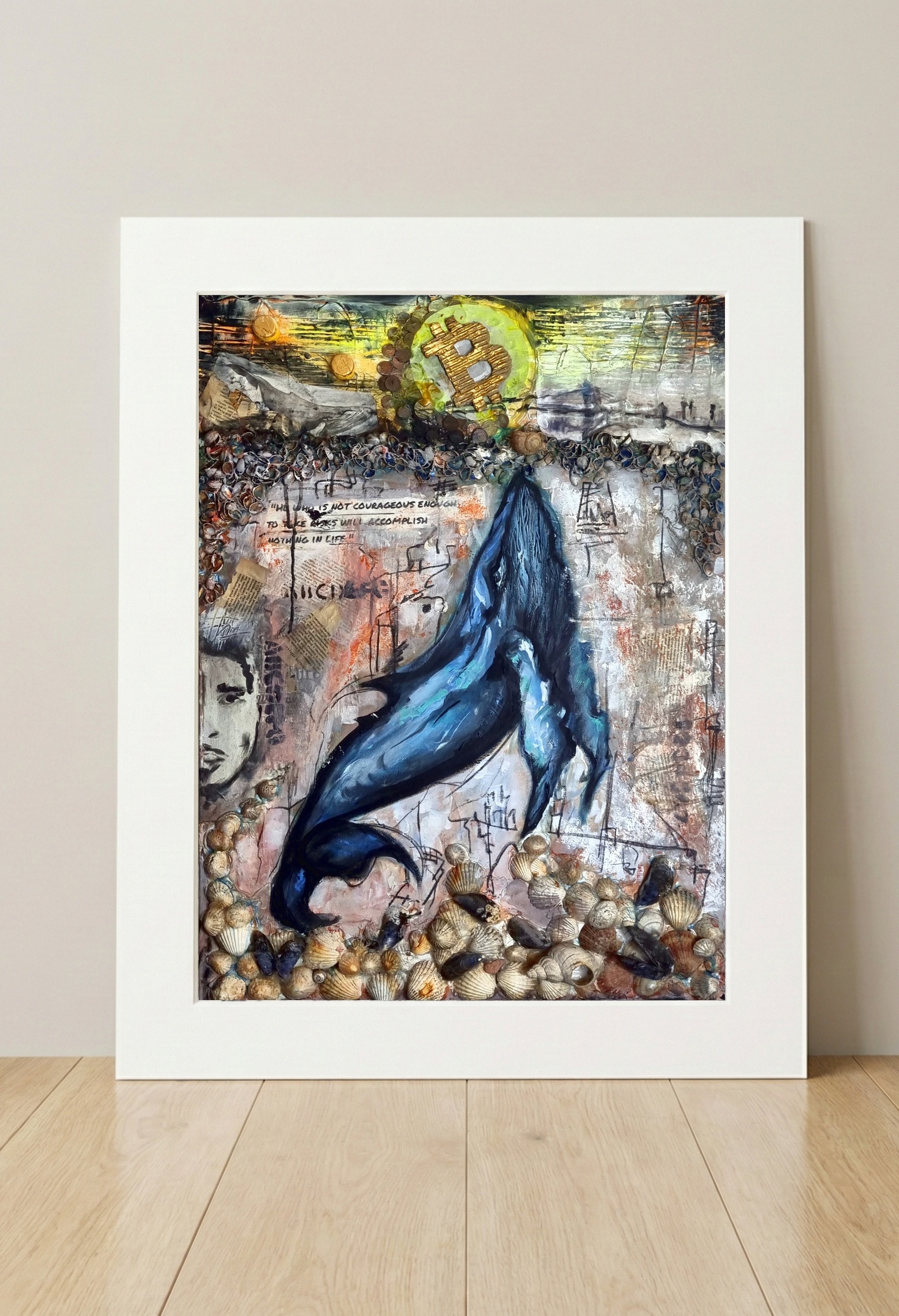 Blue and Tactile Depth of The Bitcoin Whale — art on the wall, room interior preview 3