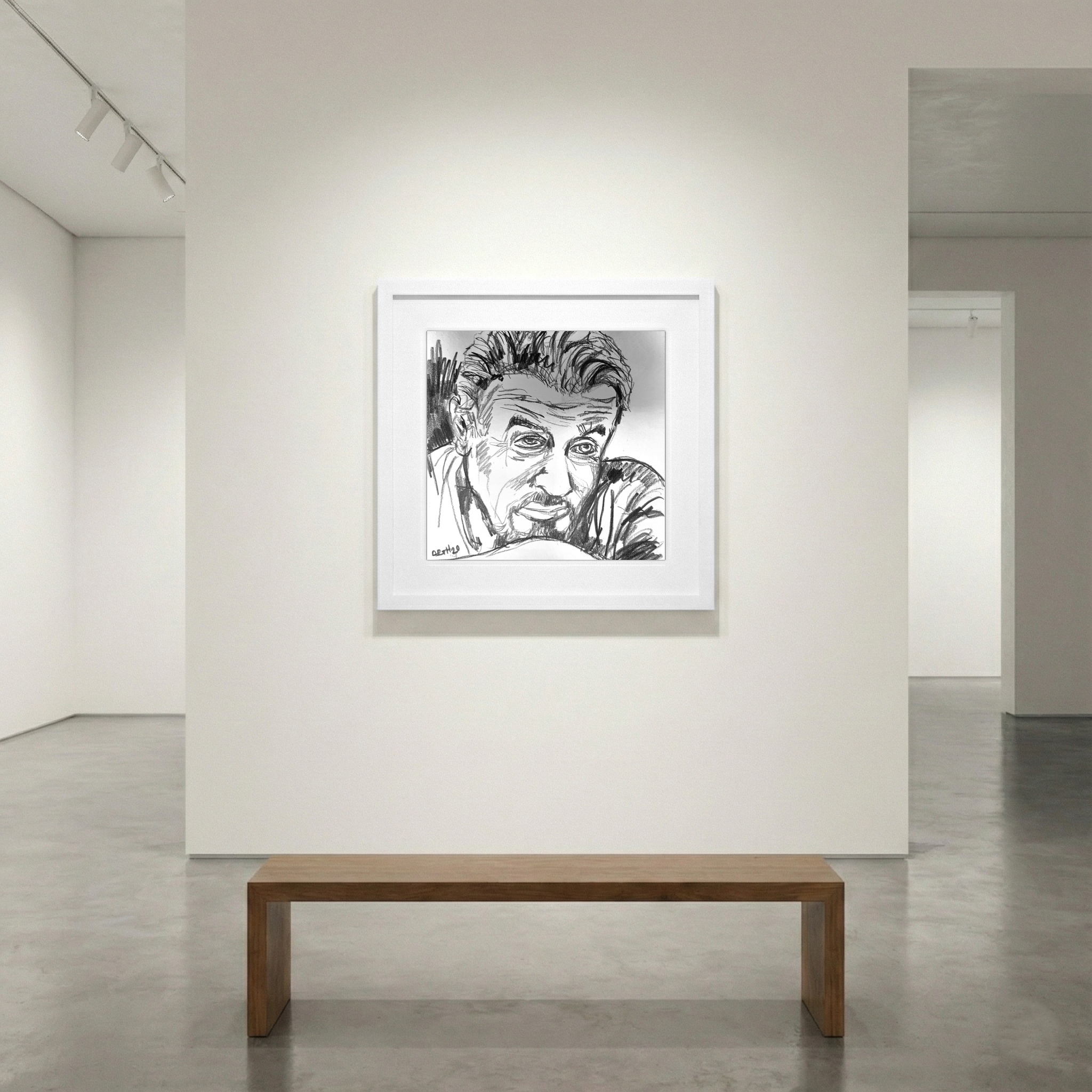 Raw Pencil Portrait Study of Stallone — art on the wall, room interior preview 1