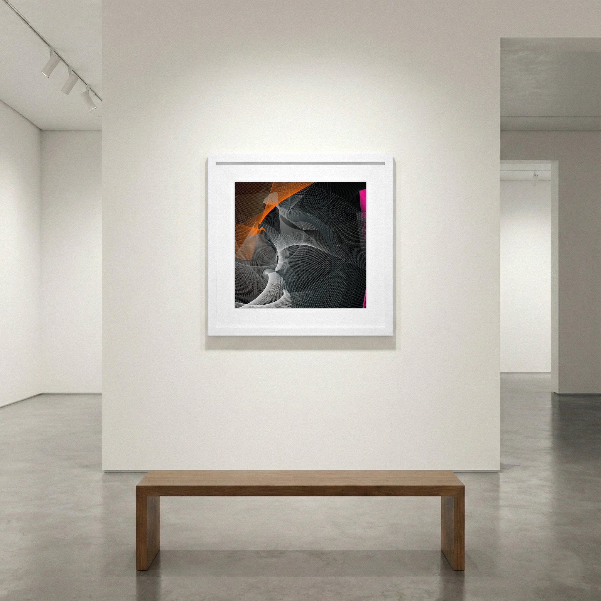 Black and White Generative Swirls with Warm Accents — art on the wall, room interior preview 1