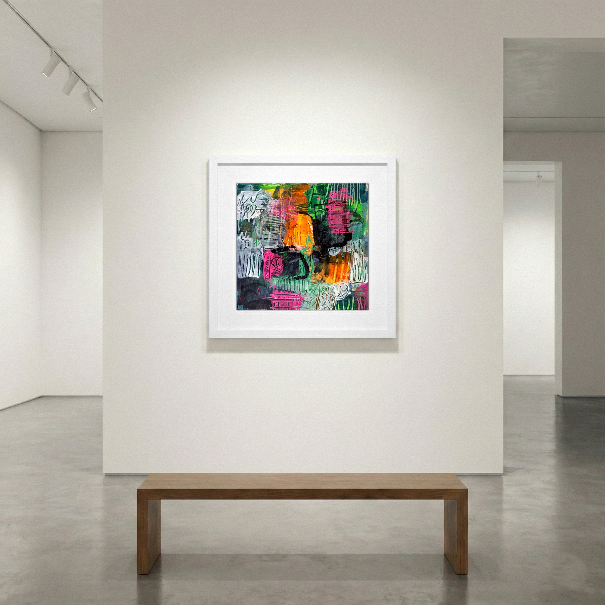 Fiery Orange Abstract on Paper — art on the wall, room interior preview 1