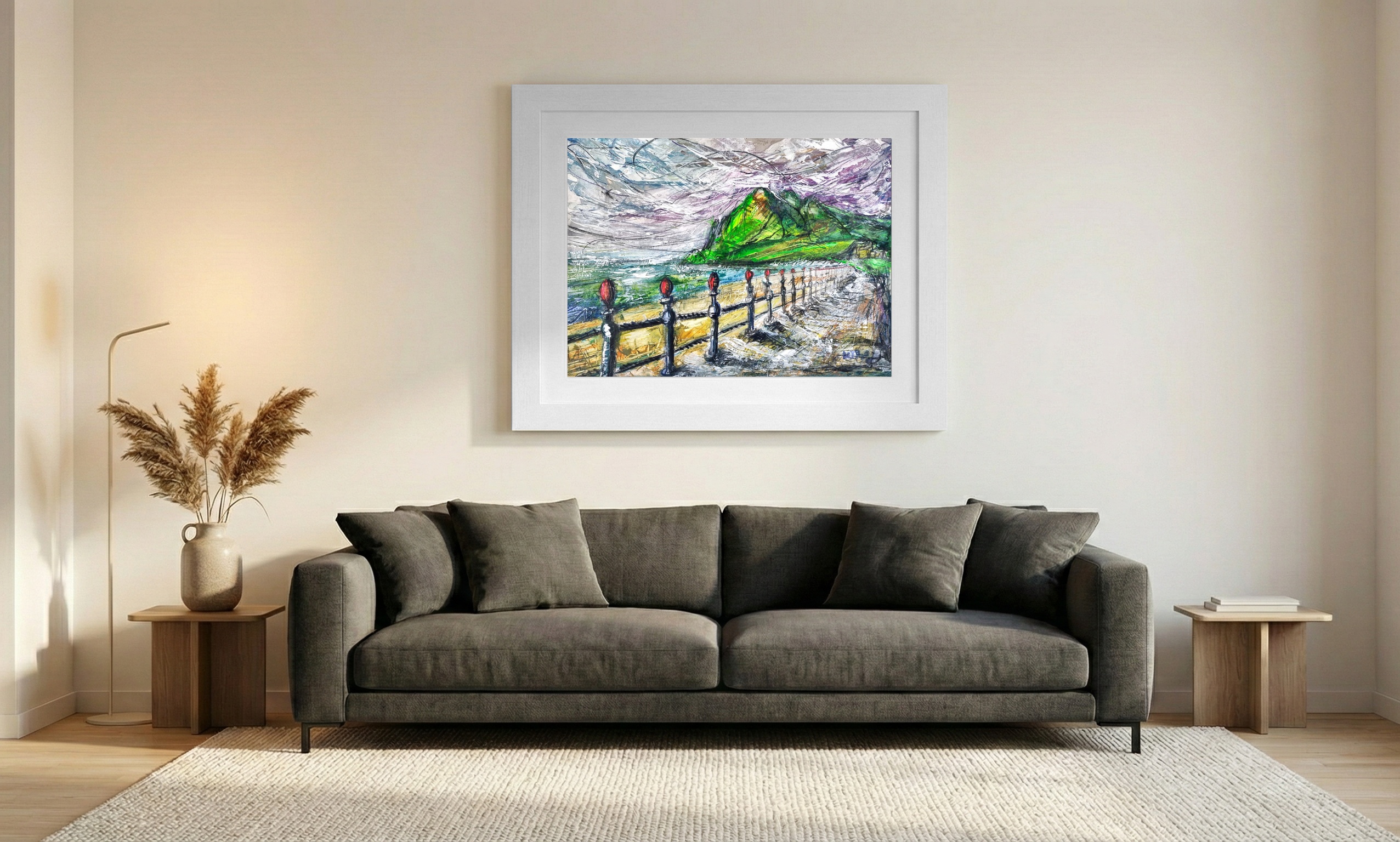 Bray Coastline and Headland on Paper — art on the wall, room interior preview 1