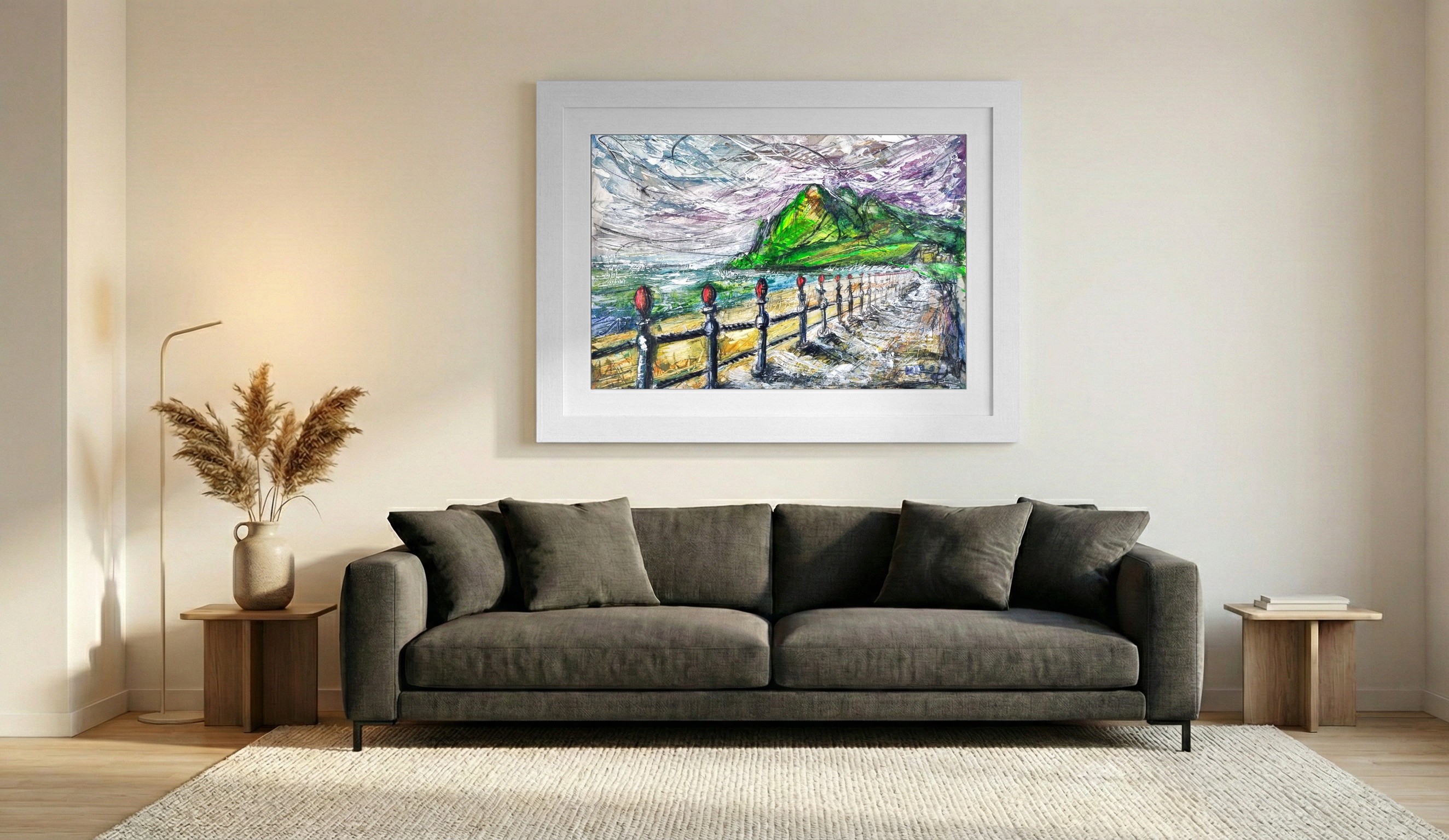 Bray Coastline and Headland on Paper — art on the wall, room interior preview 2