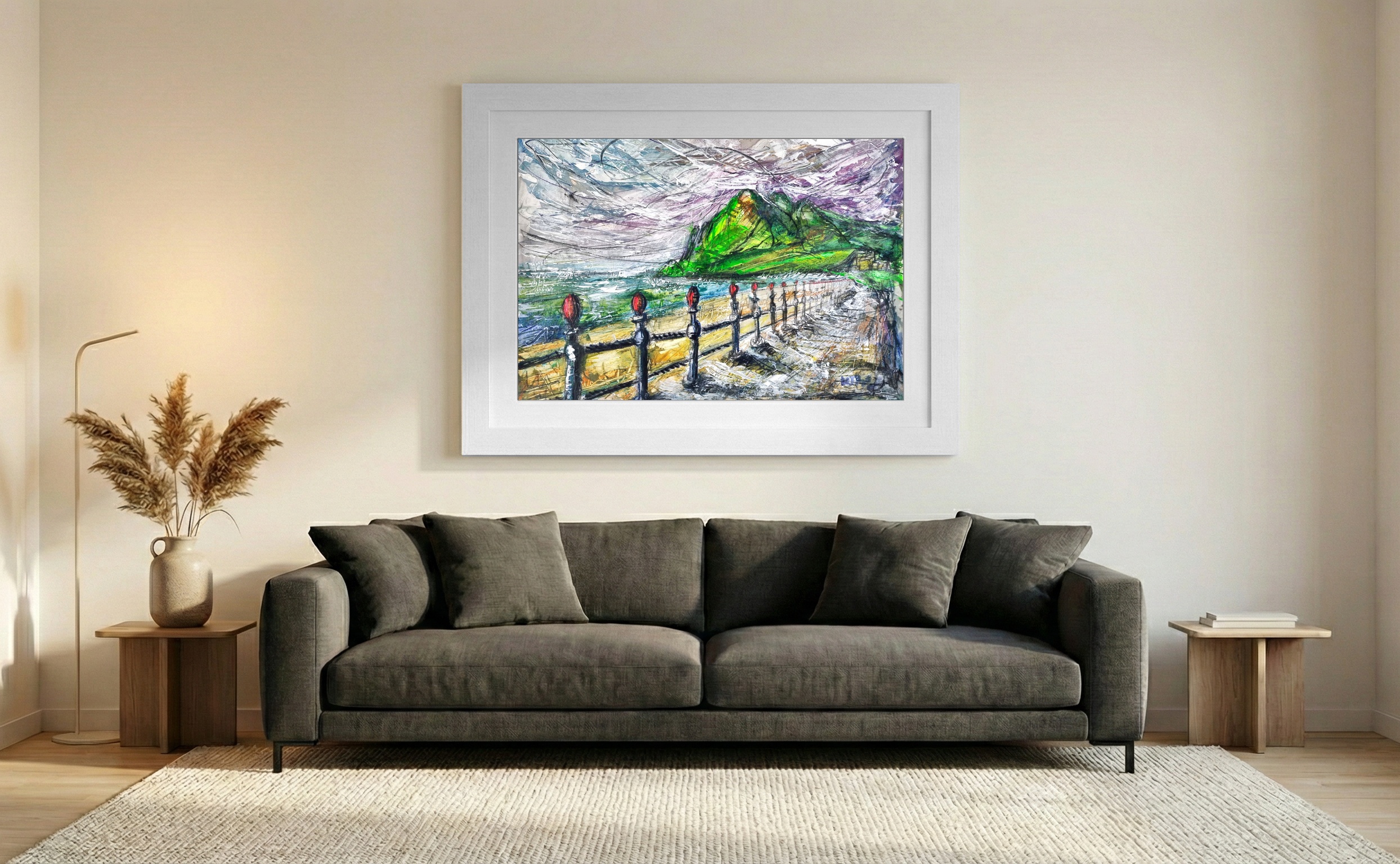 Bray Coastline and Headland on Paper — art on the wall, room interior preview 3