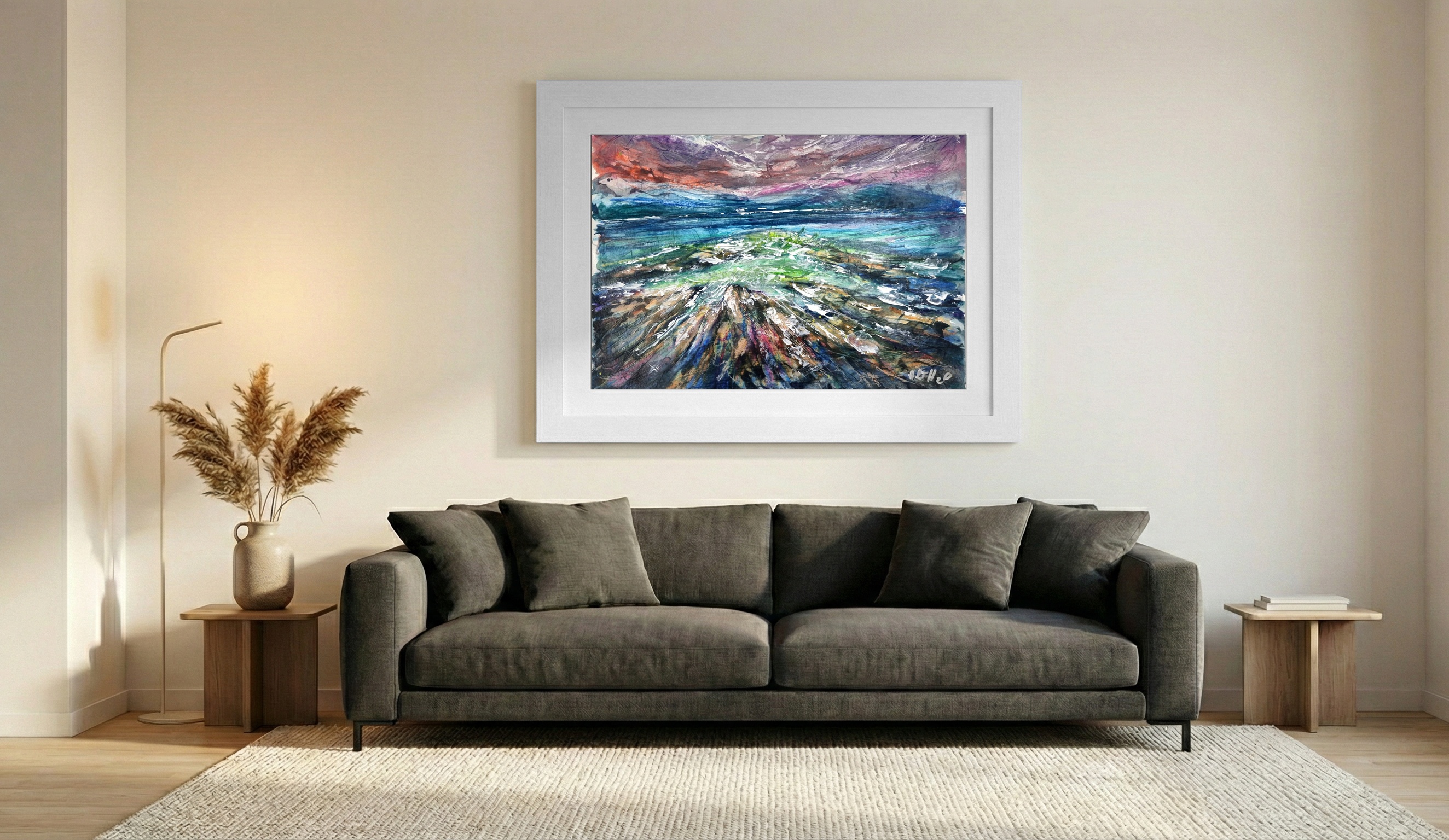 Dramatic Donegal Cliffscape on Paper — art on the wall, room interior preview 2