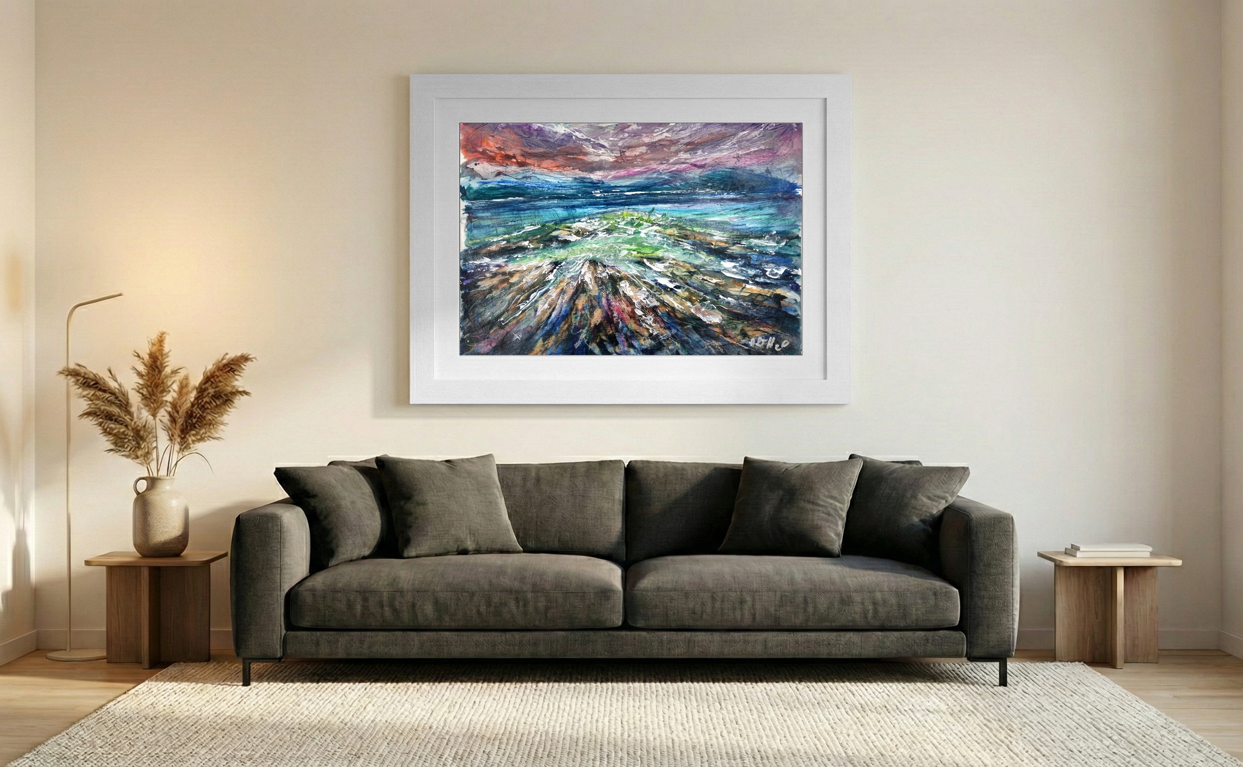 Dramatic Donegal Cliffscape on Paper — art on the wall, room interior preview 3