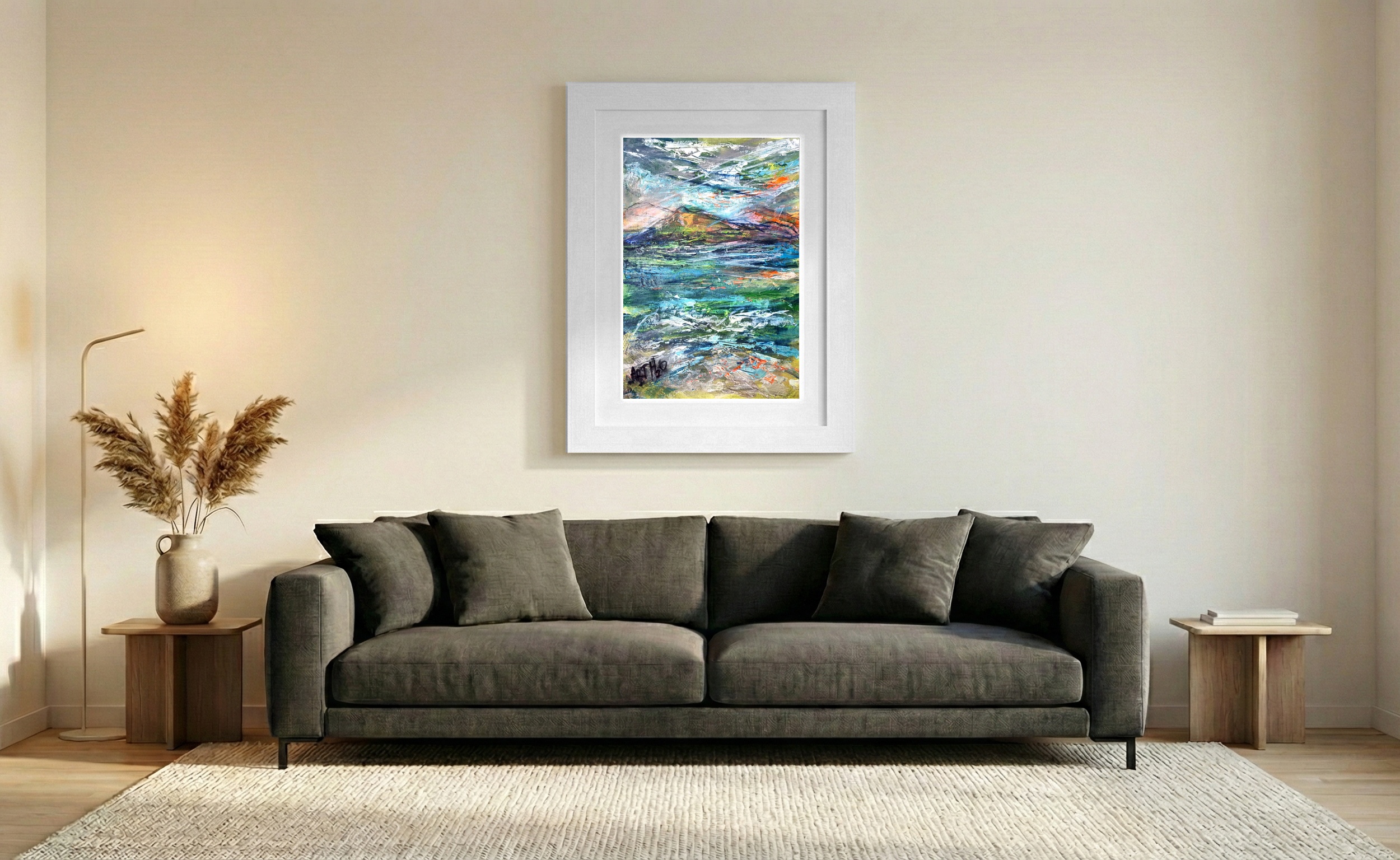 Ocean Surge in Bold Blues — art on the wall, room interior preview 1