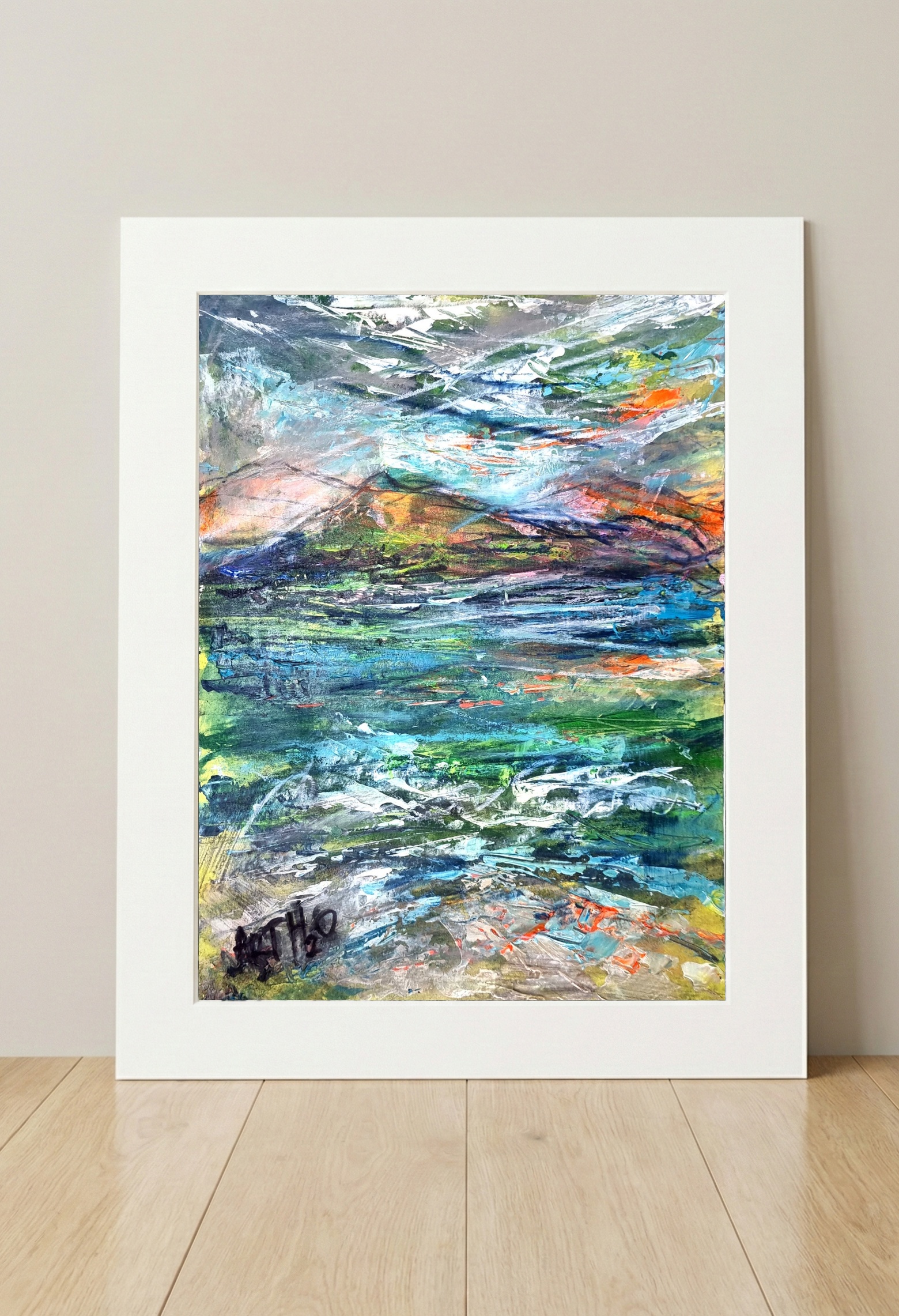 Ocean Surge in Bold Blues — art on the wall, room interior preview 3