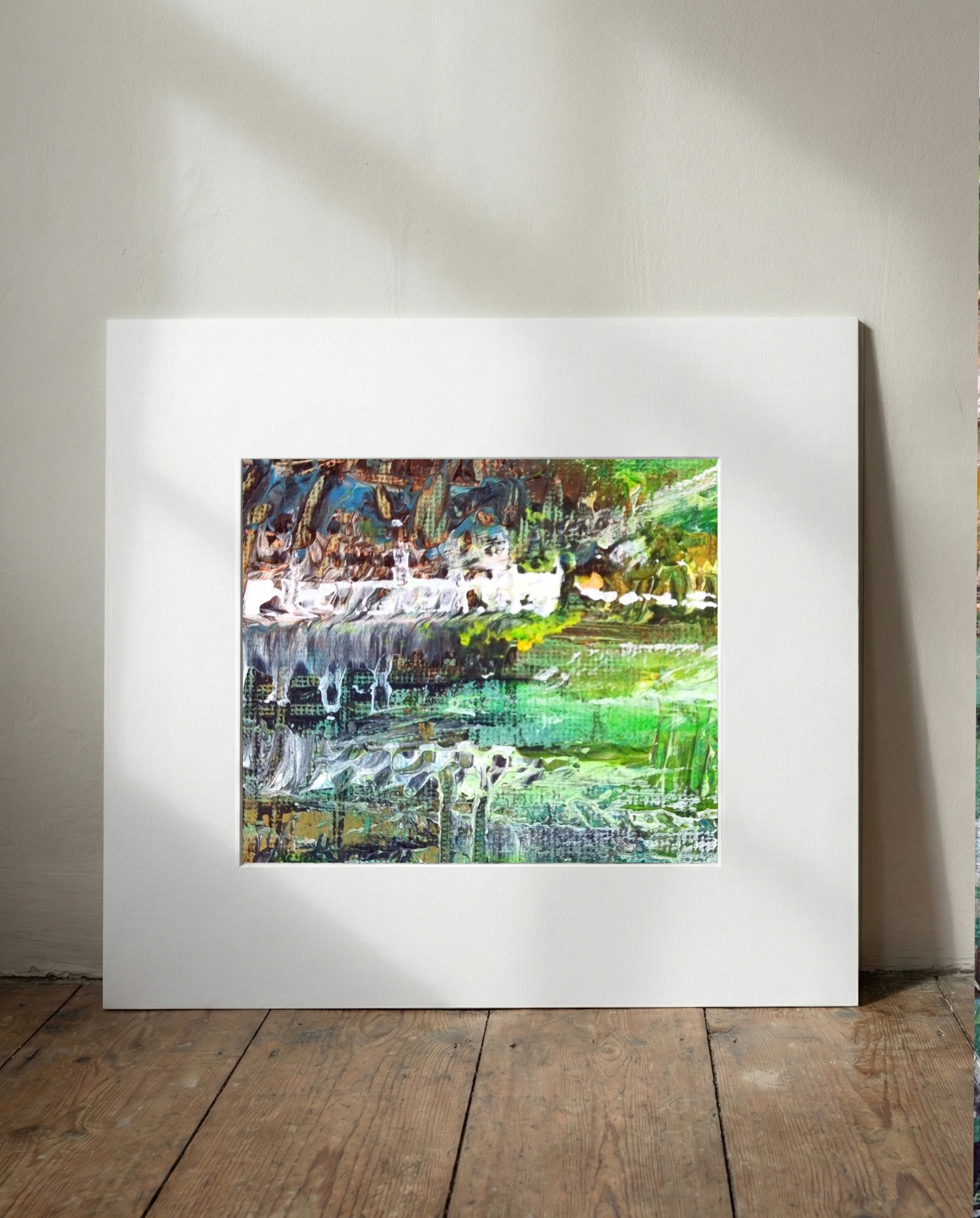Vibrant Greens of Emerald Fields Diptych — art on the wall, room interior preview 1