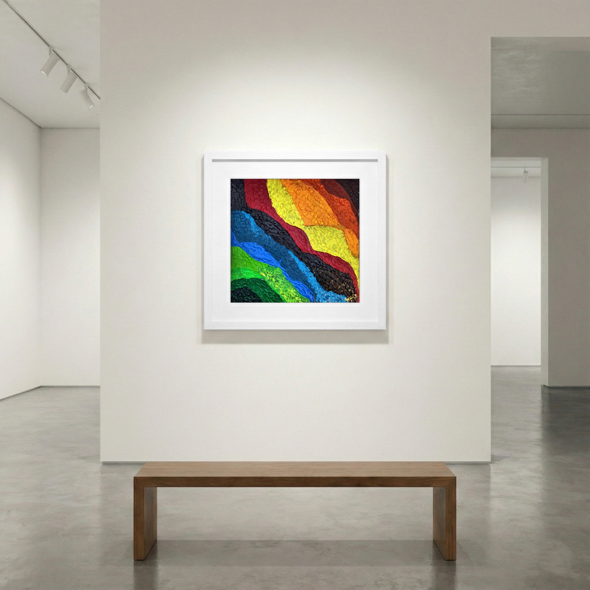 Sculptural Rainbow Waves in Abstract Expression — art on the wall, room interior preview 1