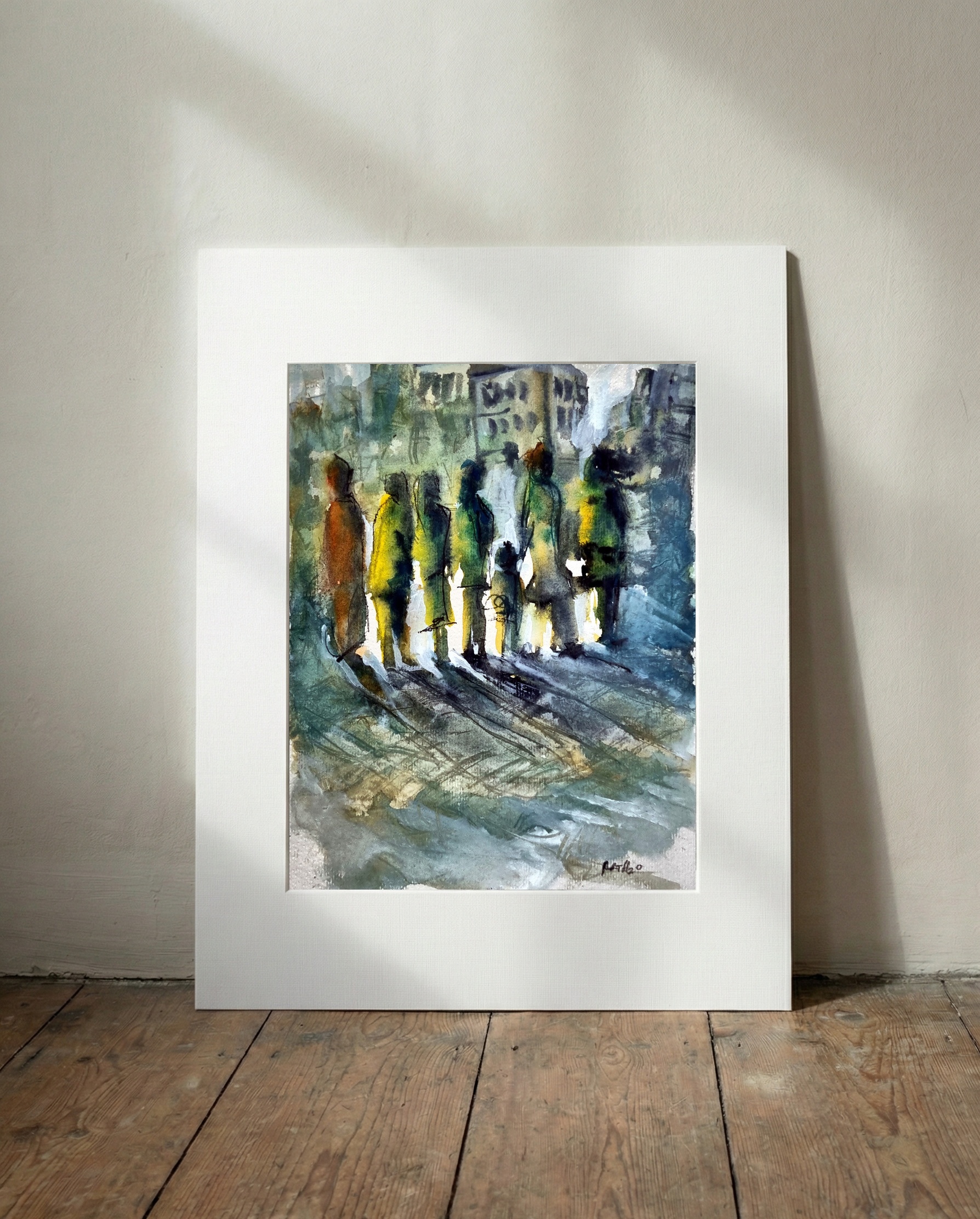 Atmospheric Figures in Mist — art on the wall, room interior preview 2