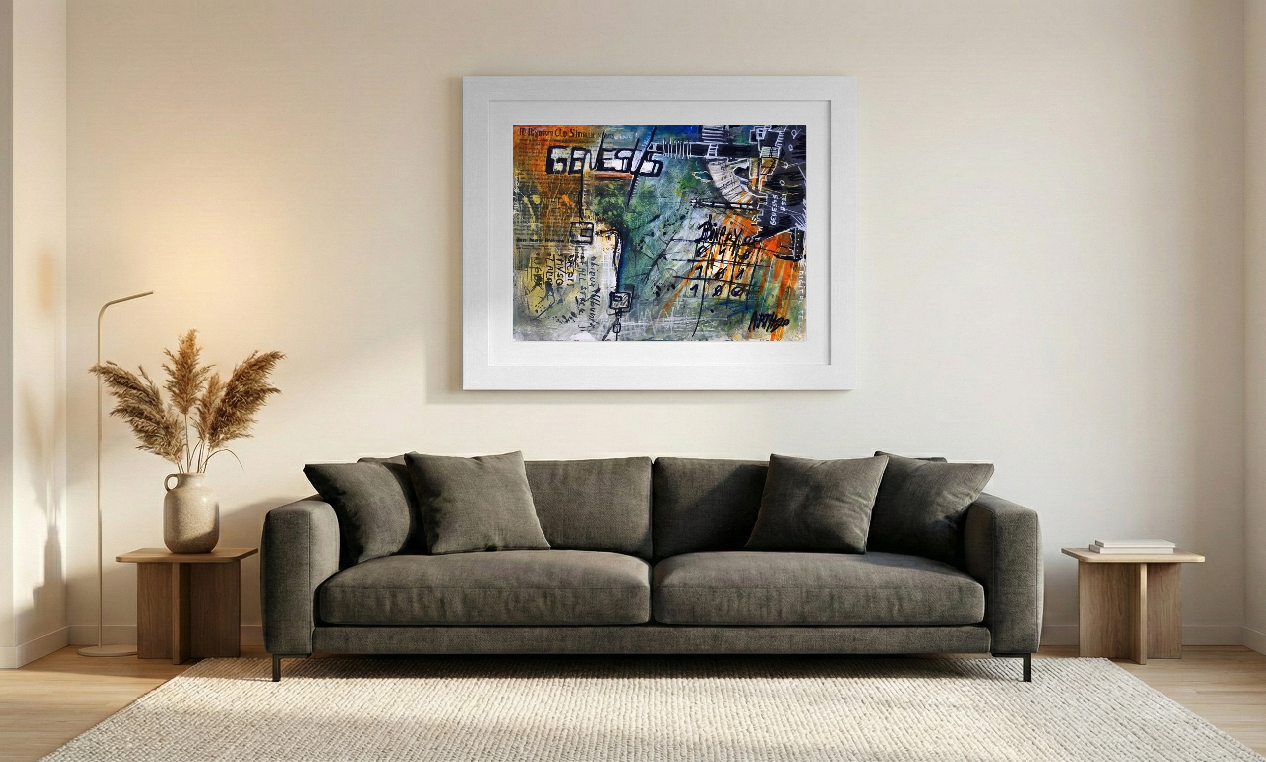 Mixed Media Tribute to Coding — art on the wall, room interior preview 1
