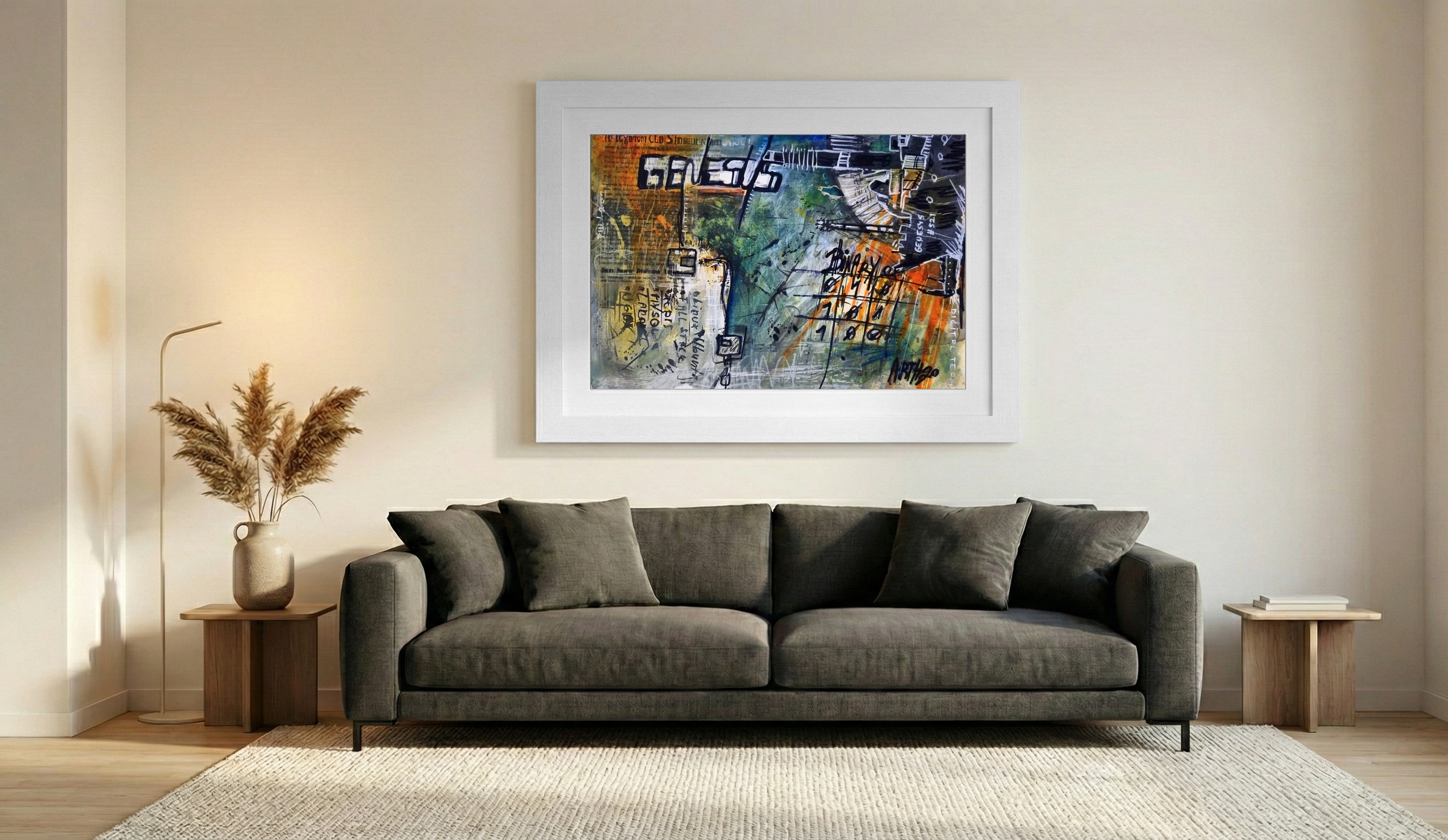 Mixed Media Tribute to Coding — art on the wall, room interior preview 2