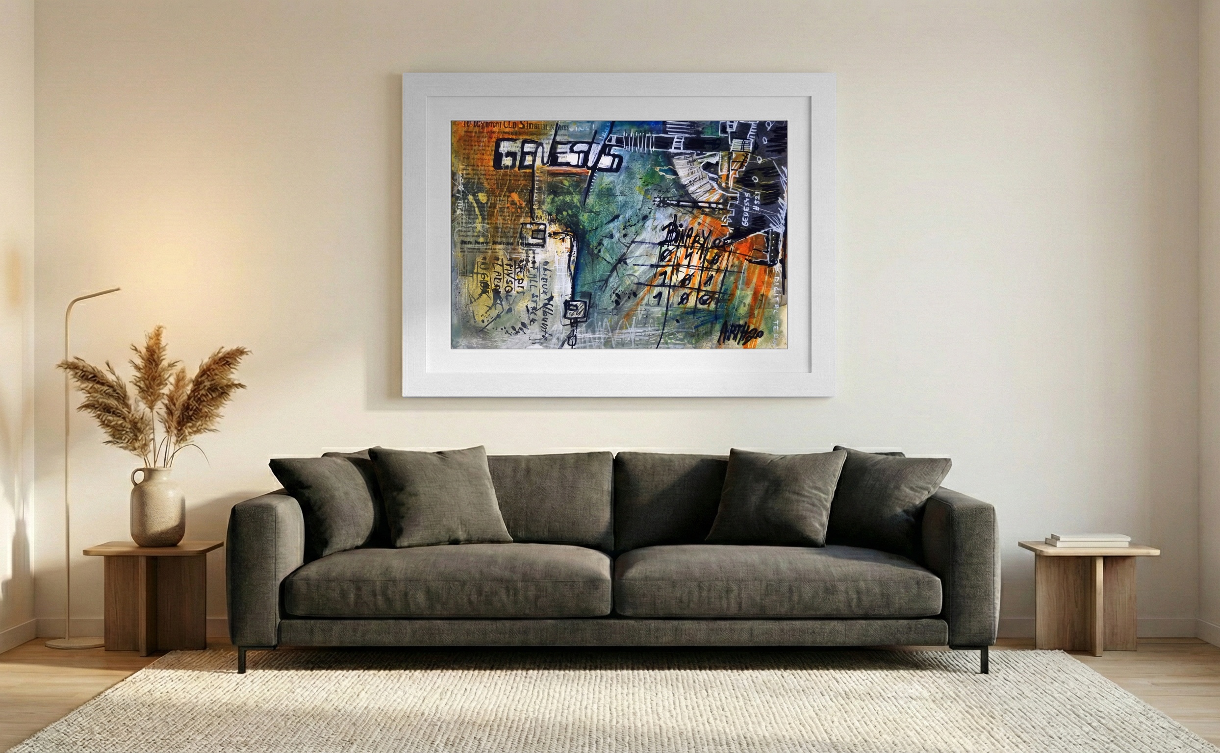 Mixed Media Tribute to Coding — art on the wall, room interior preview 3