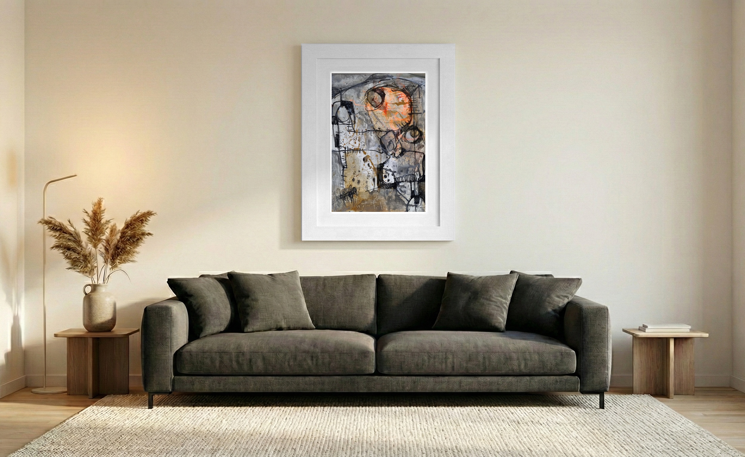 Escape Plan II with Coral Accent — art on the wall, room interior preview 1
