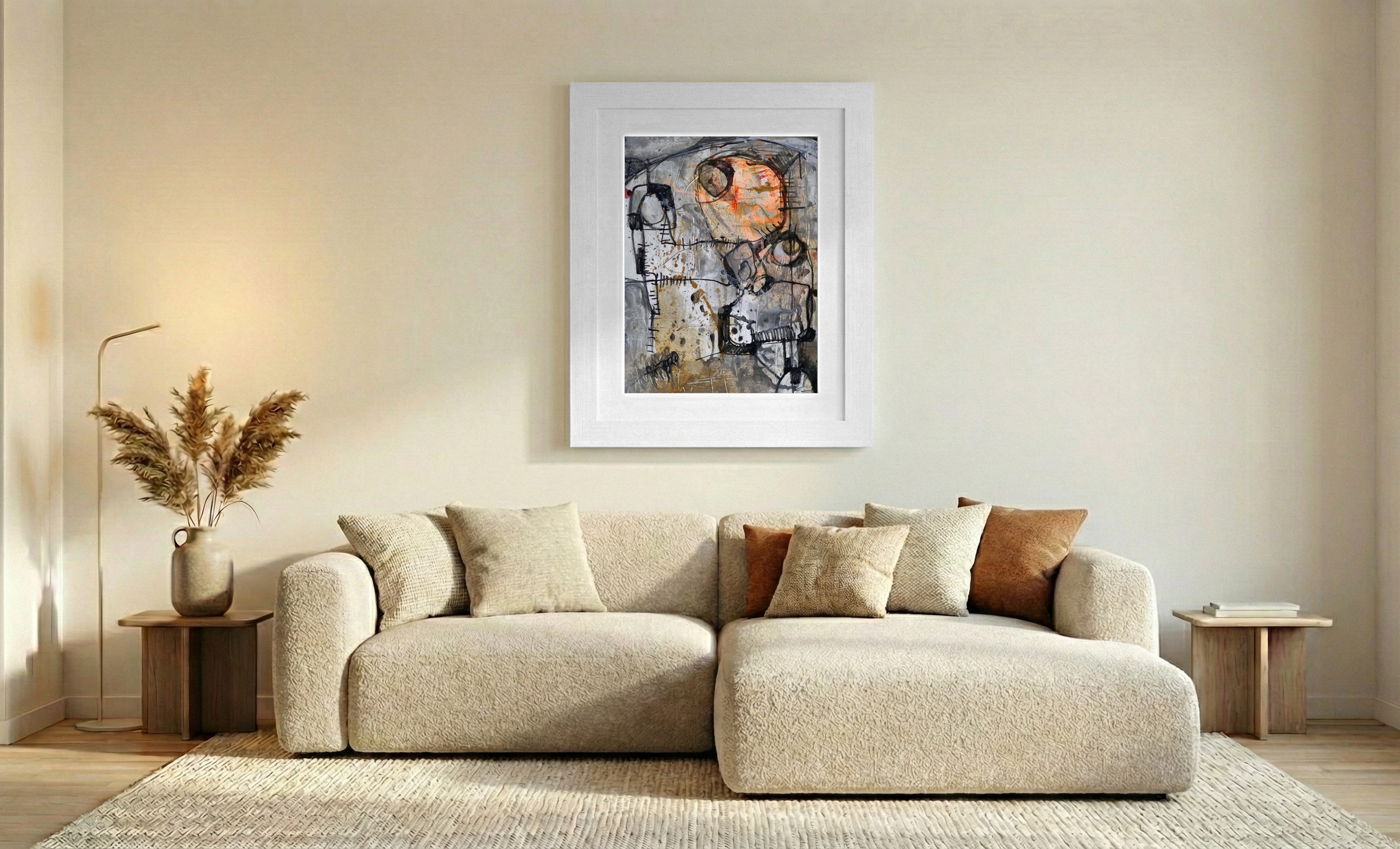 Escape Plan II with Coral Accent — art on the wall, room interior preview 2