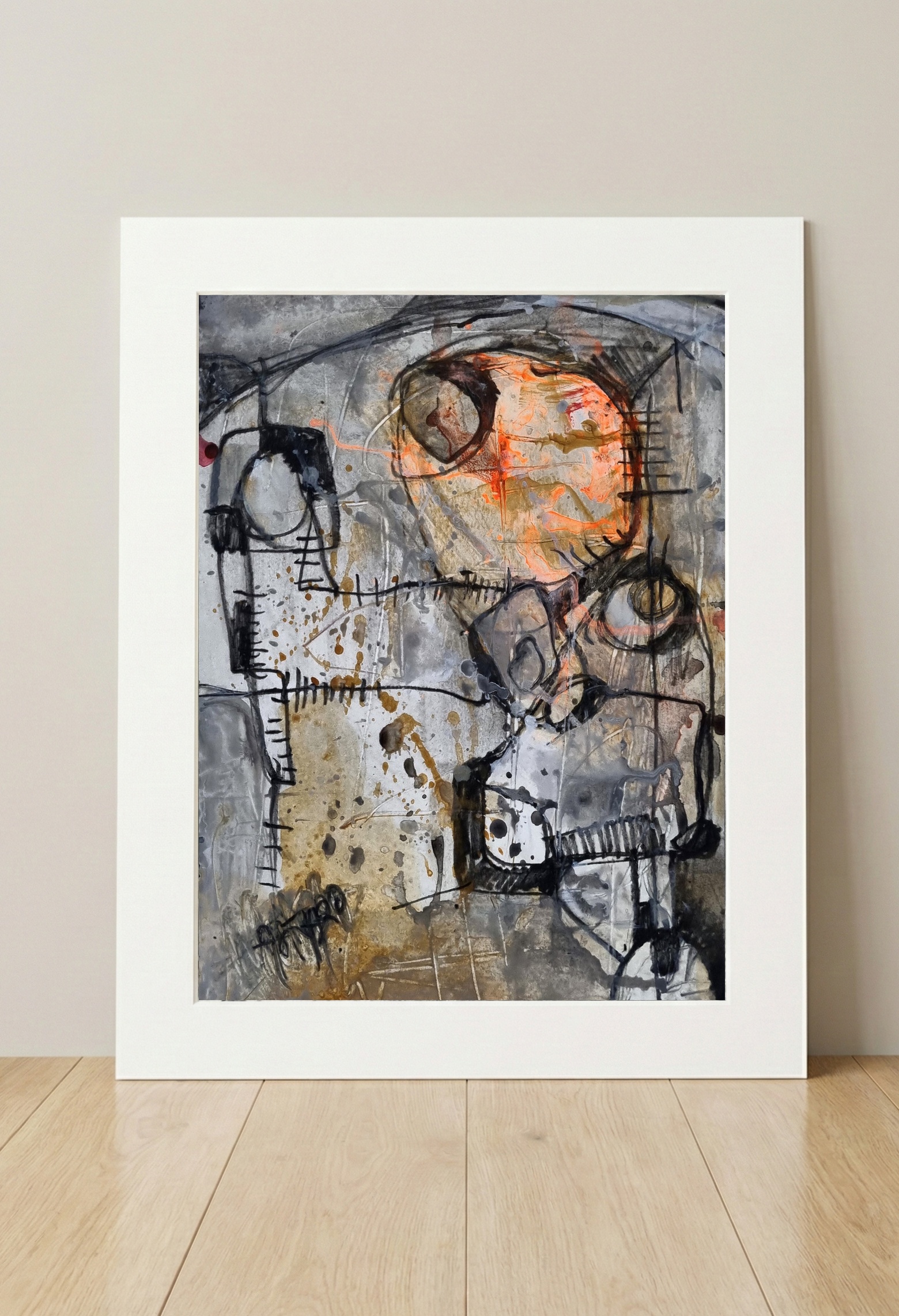 Escape Plan II with Coral Accent — art on the wall, room interior preview 3