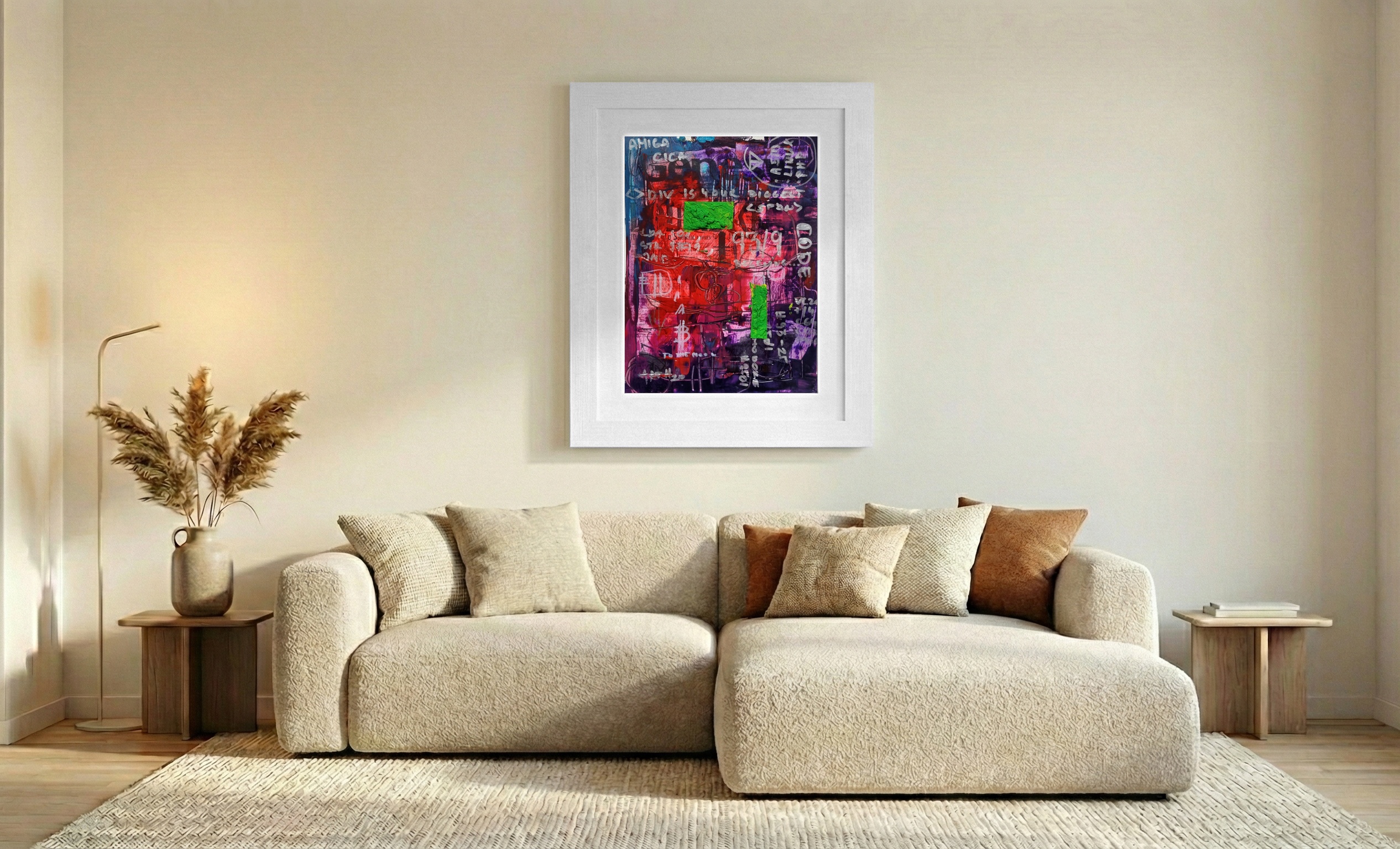 To The Moon in Red and Neon — art on the wall, room interior preview 1