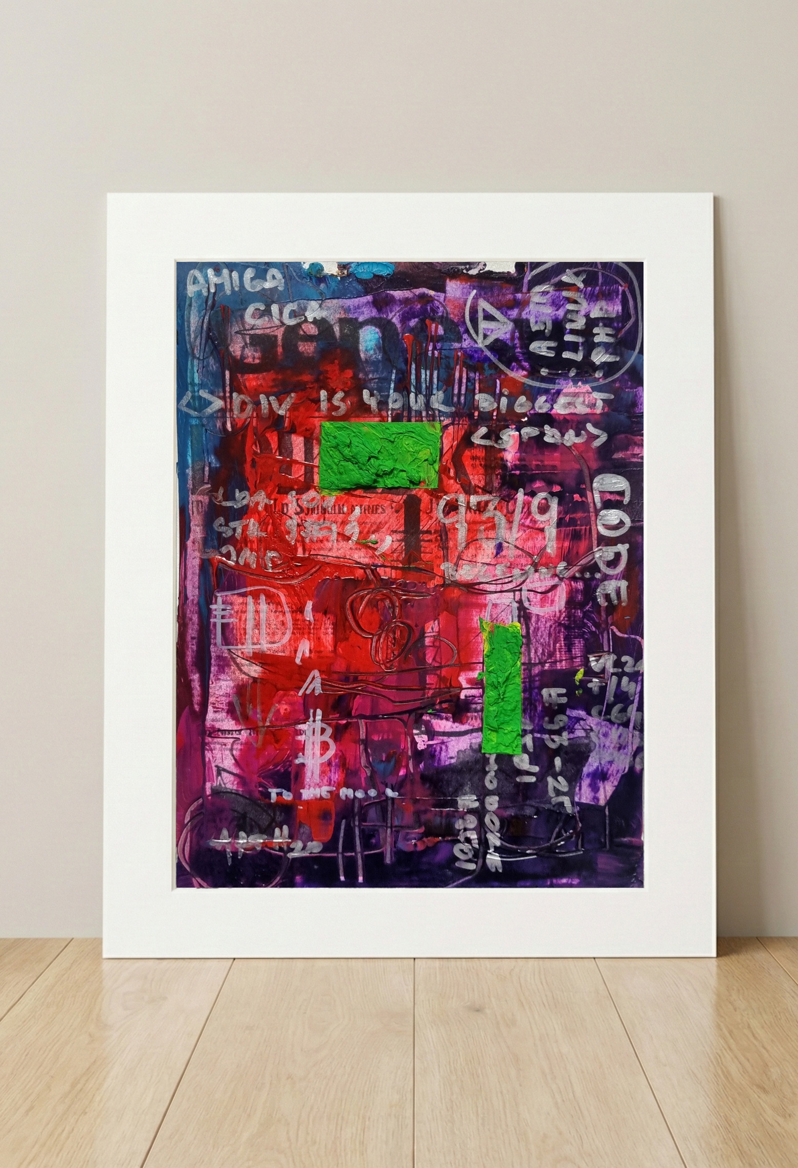 To The Moon in Red and Neon — art on the wall, room interior preview 3