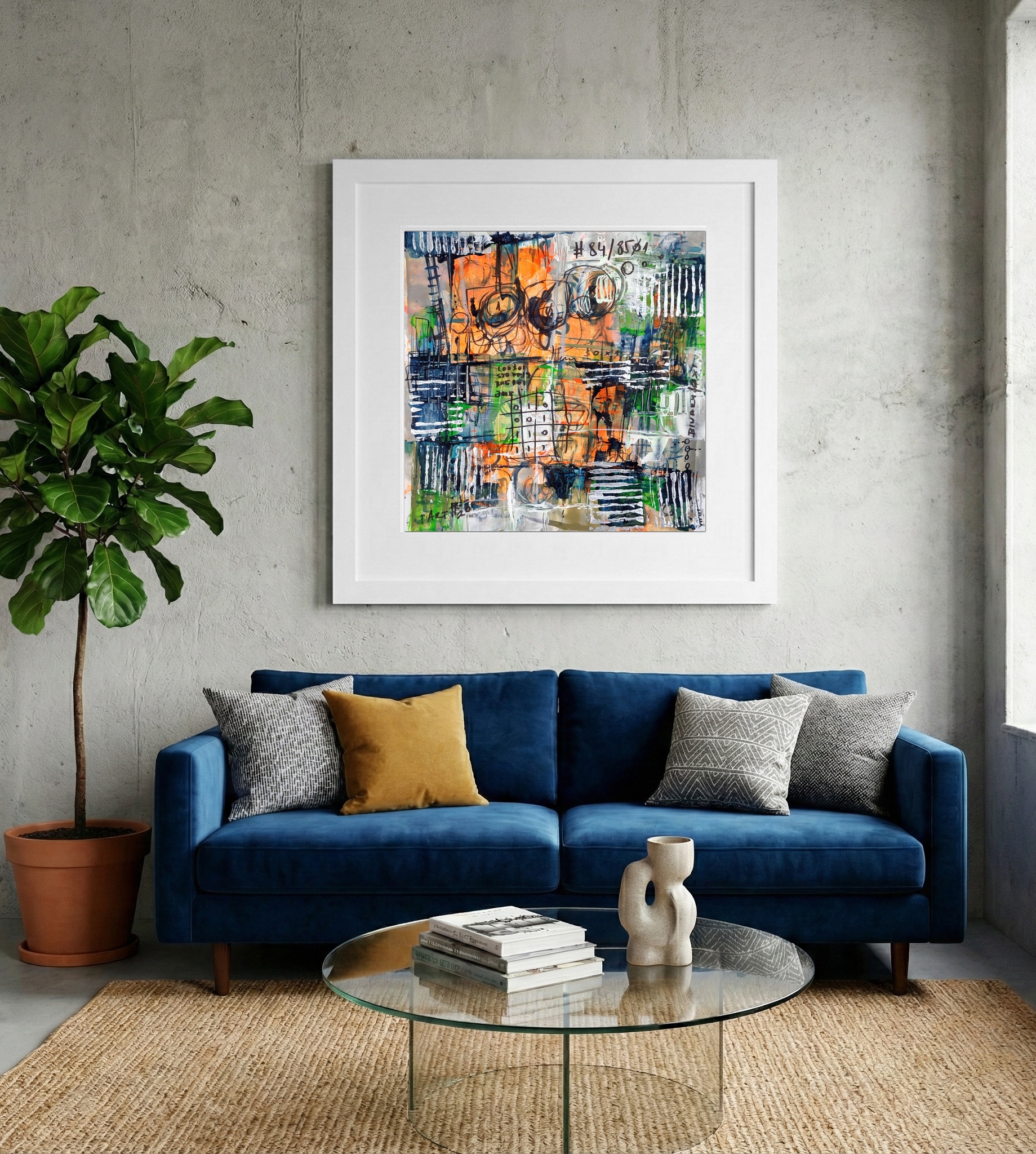 Retro Code Tribute in Burnt Orange and Green — art on the wall, room interior preview 2