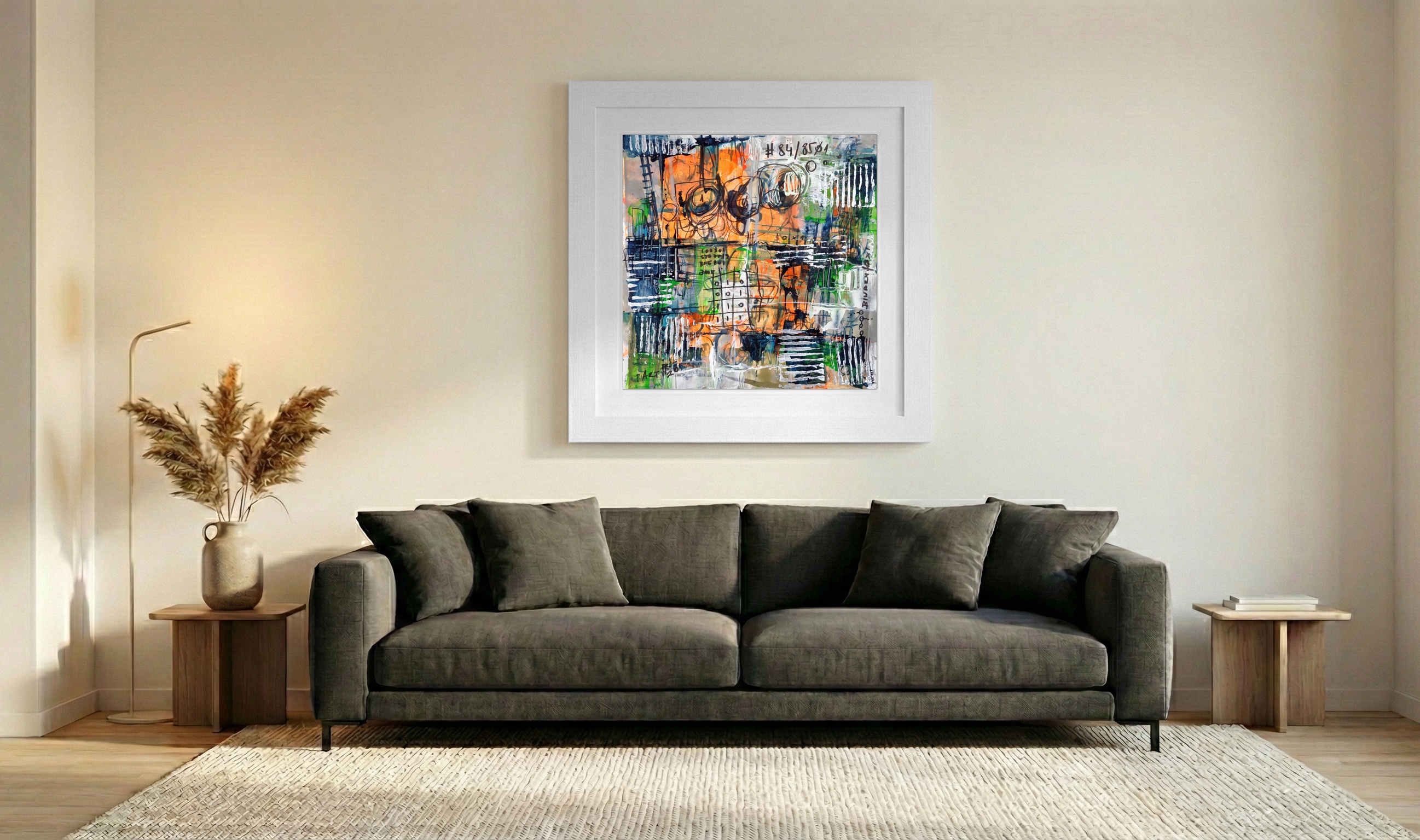 Retro Code Tribute in Burnt Orange and Green — art on the wall, room interior preview 3