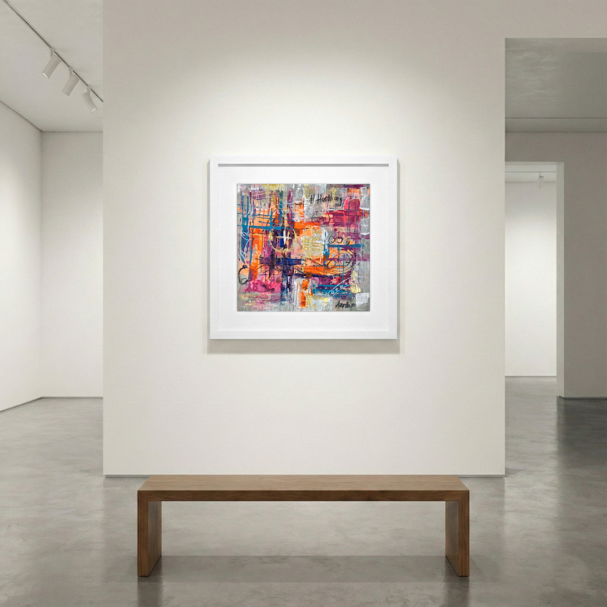 Bold Digital Expression in Magenta and Gold — art on the wall, room interior preview 1