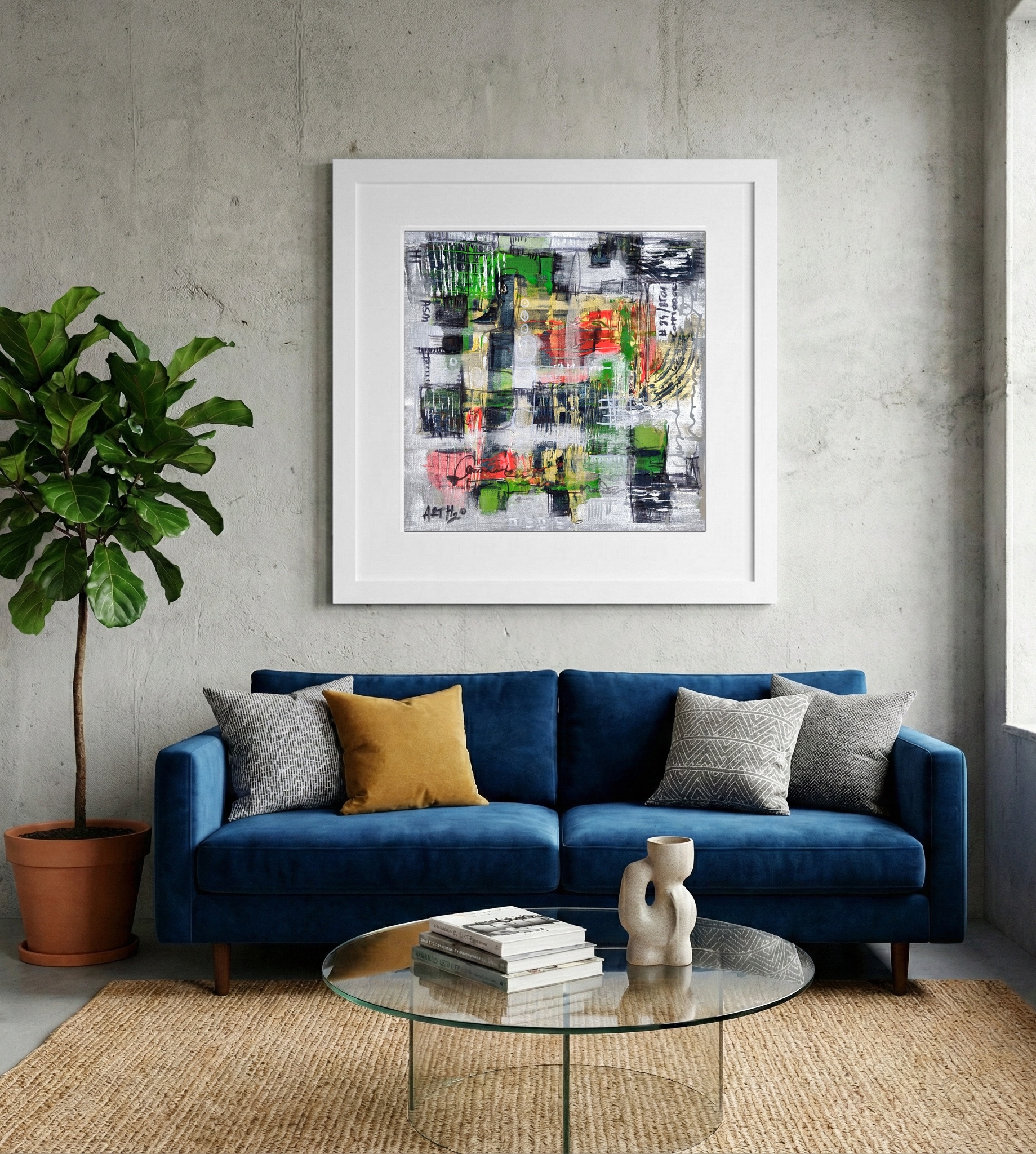 Assembly Code Aesthetic in Silver and Green — art on the wall, room interior preview 2
