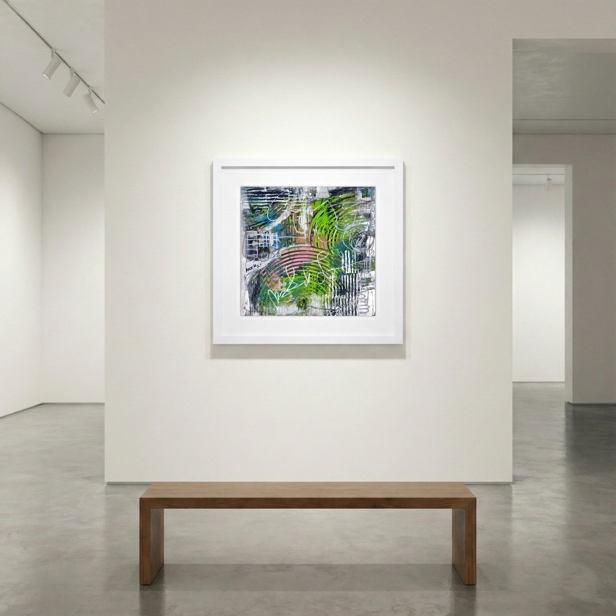 Futuristic Radar in Neon Green and Pink — art on the wall, room interior preview 1