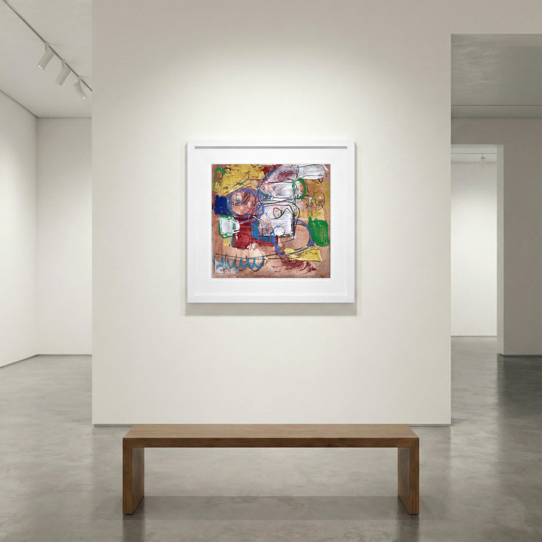 Crimson and Gold Abstract Study — art on the wall, room interior preview 1