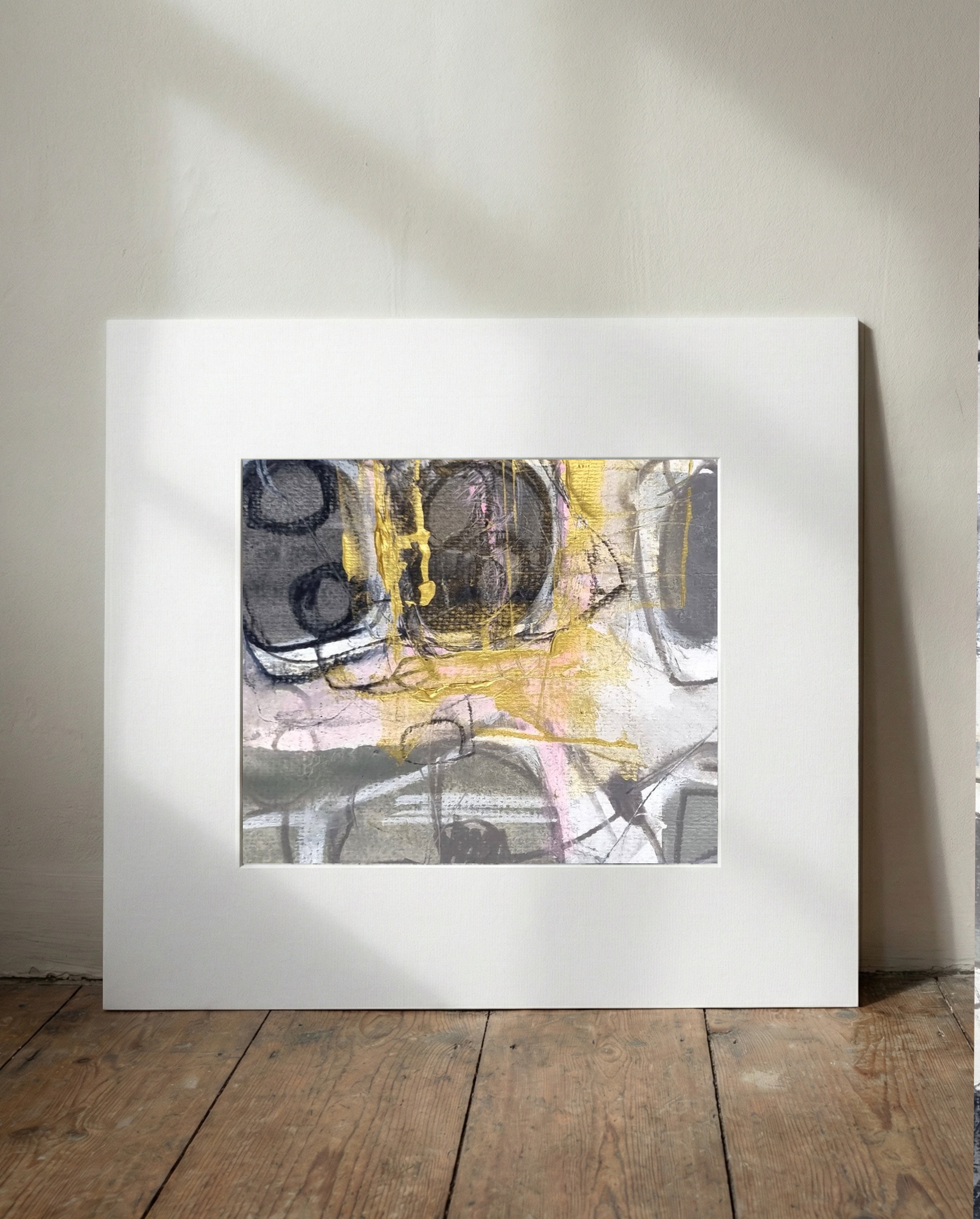 Monochrome and Gold Grid Study — art on the wall, room interior preview 1