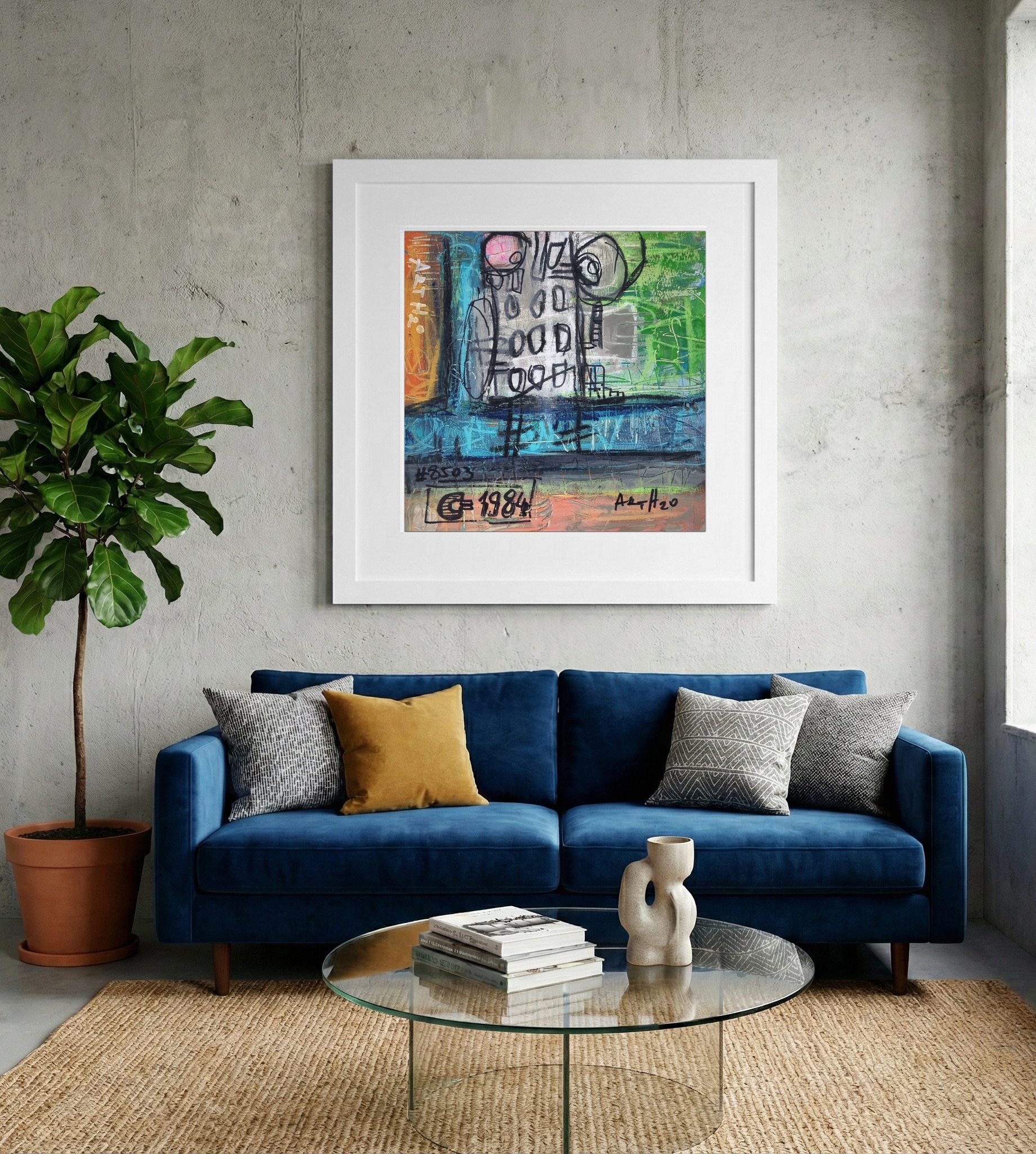 Concrete Jungle Dreams in Abstract — art on the wall, room interior preview 2