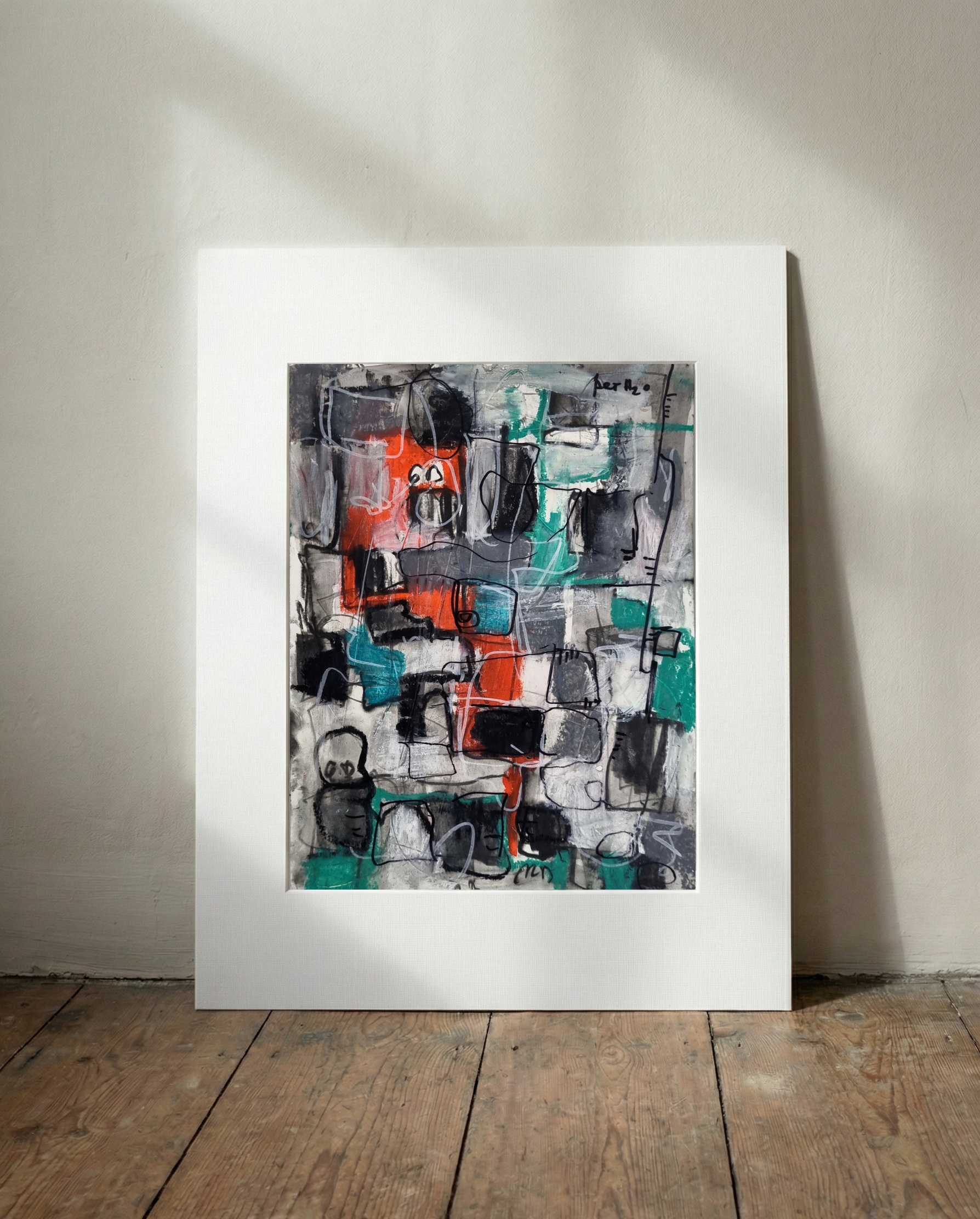 Textured Grey Urban Chaos on Paper — art on the wall, room interior preview 2