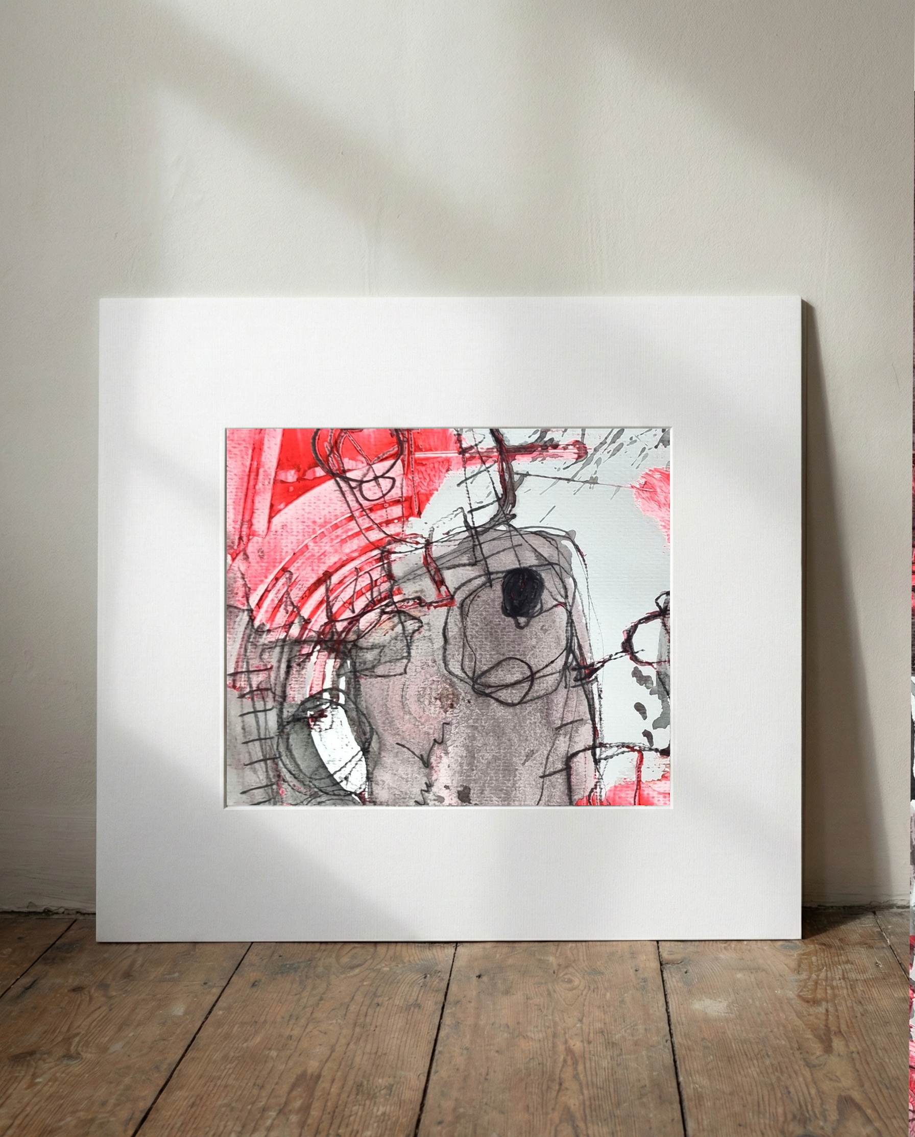 Neon Pink and Crimson Urban Exploration — art on the wall, room interior preview 1