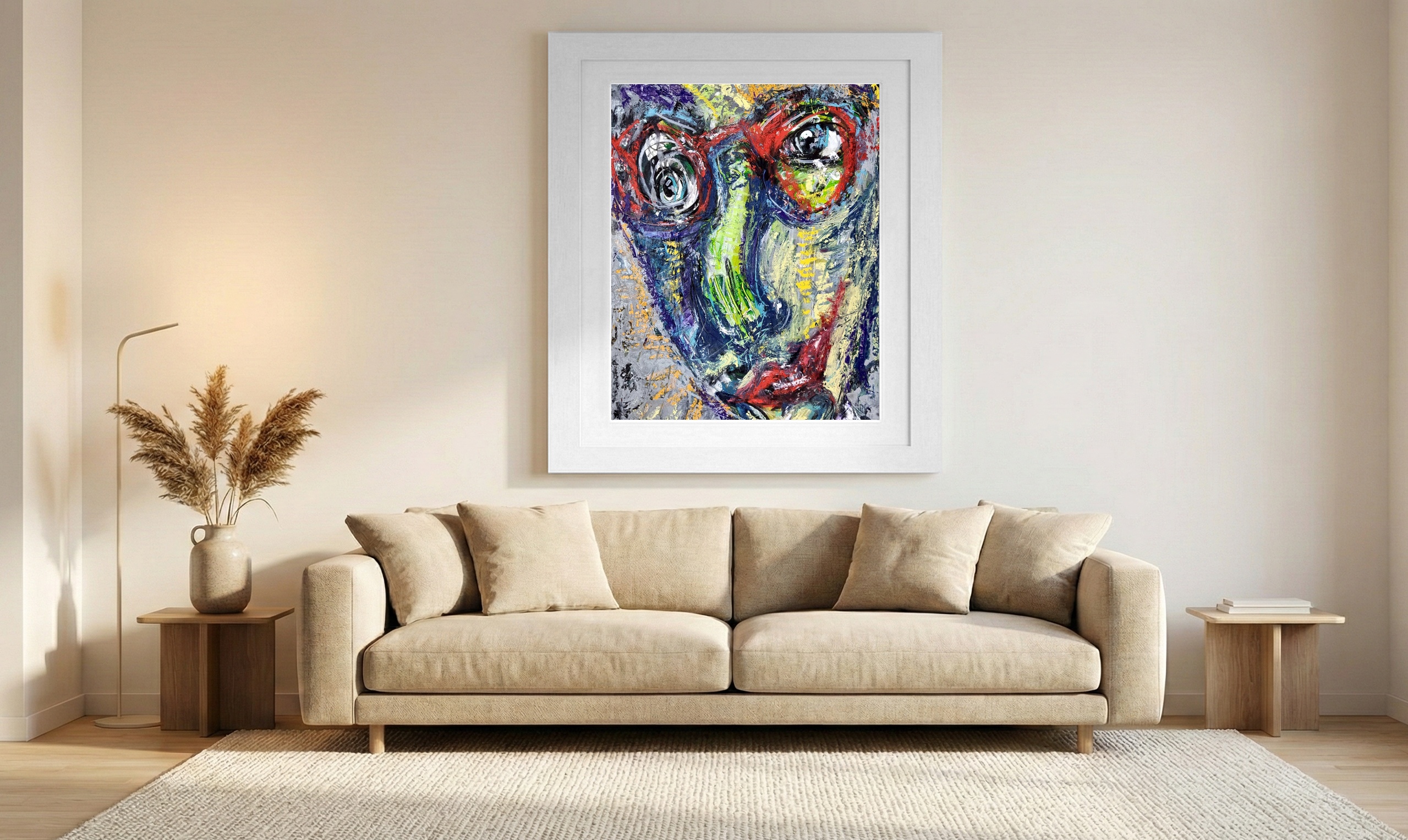 Psychological Portrait in Oil Pastels — art on the wall, room interior preview 1