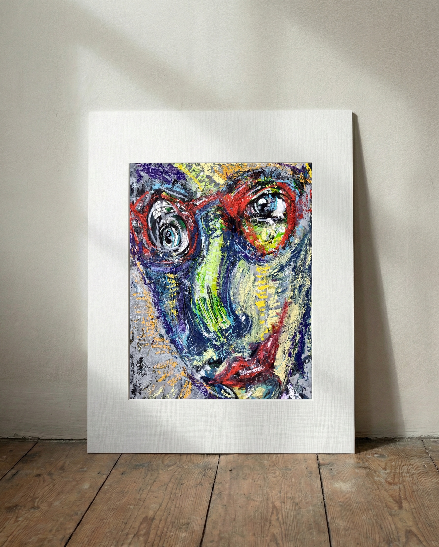 Psychological Portrait in Oil Pastels — art on the wall, room interior preview 3