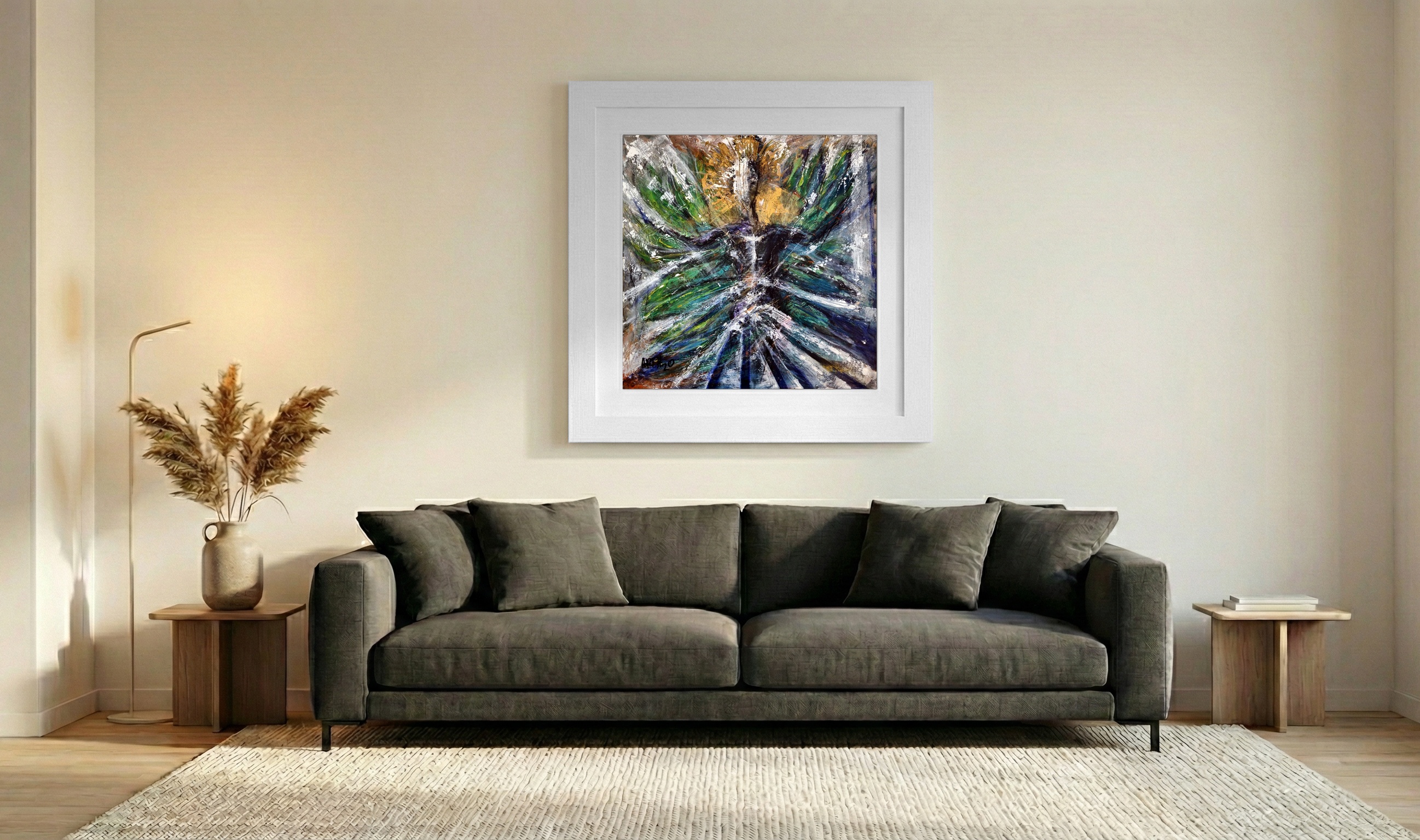 Emerald and Gold Ascendant Spirit — art on the wall, room interior preview 3