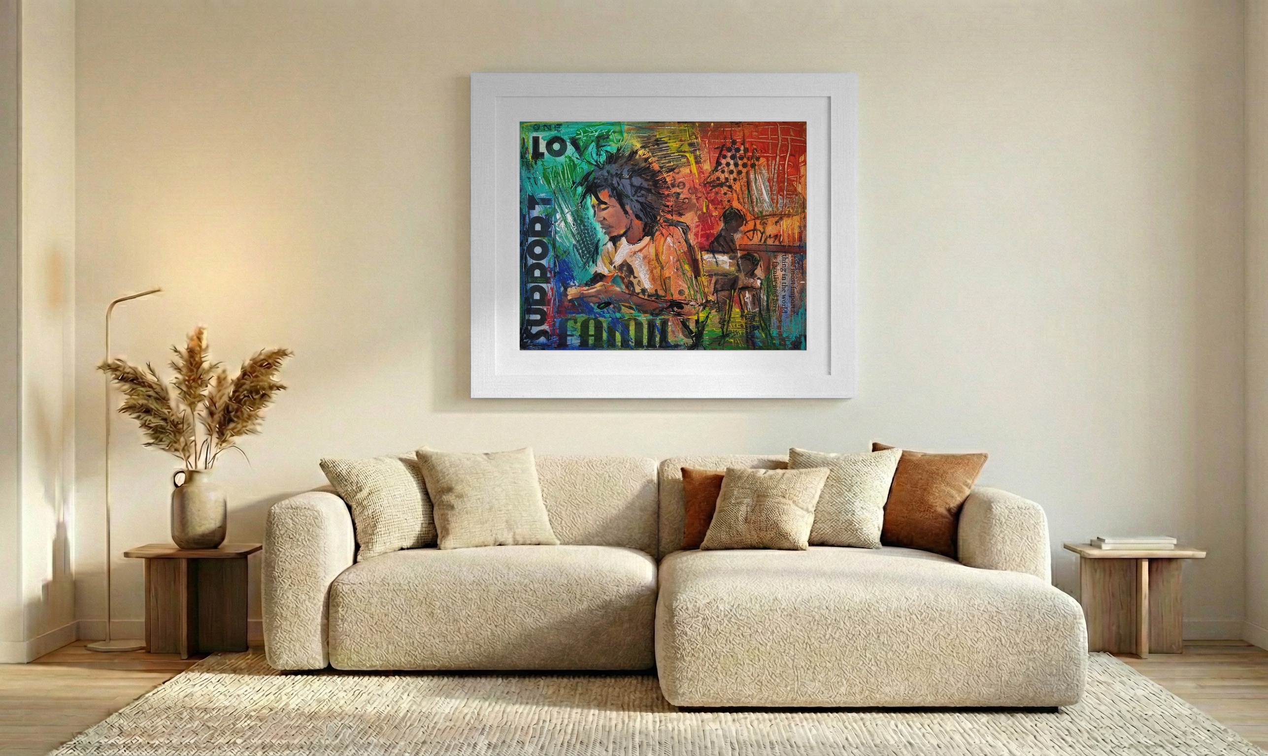 Bob's Contemplation in Red and Green — art on the wall, room interior preview 1