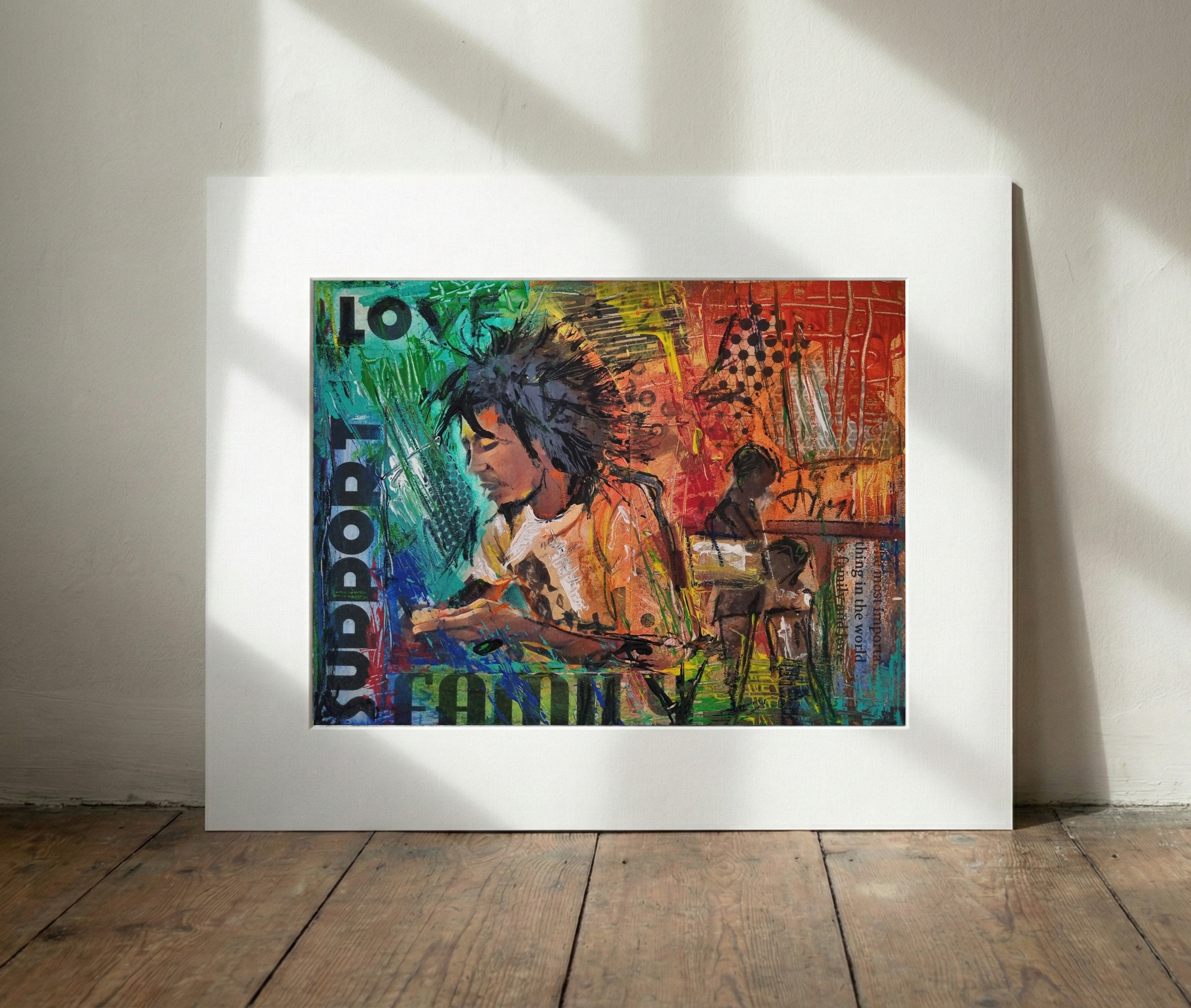 Bob's Contemplation in Red and Green — art on the wall, room interior preview 3