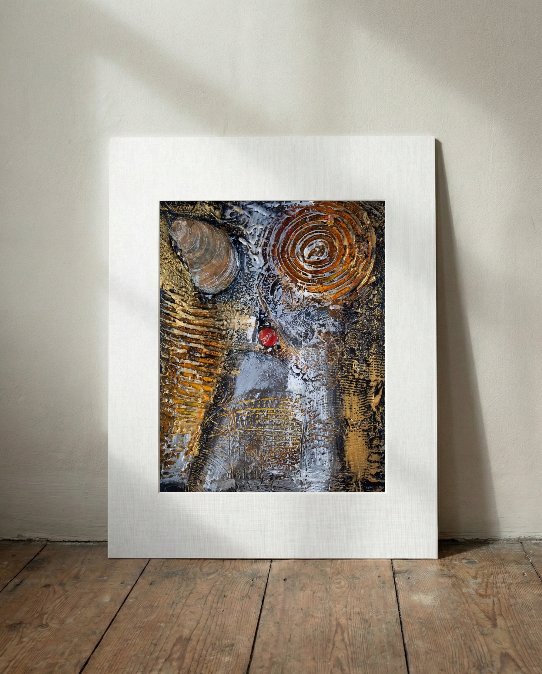 Consumerism and Industrial Spiral — art on the wall, room interior preview 3