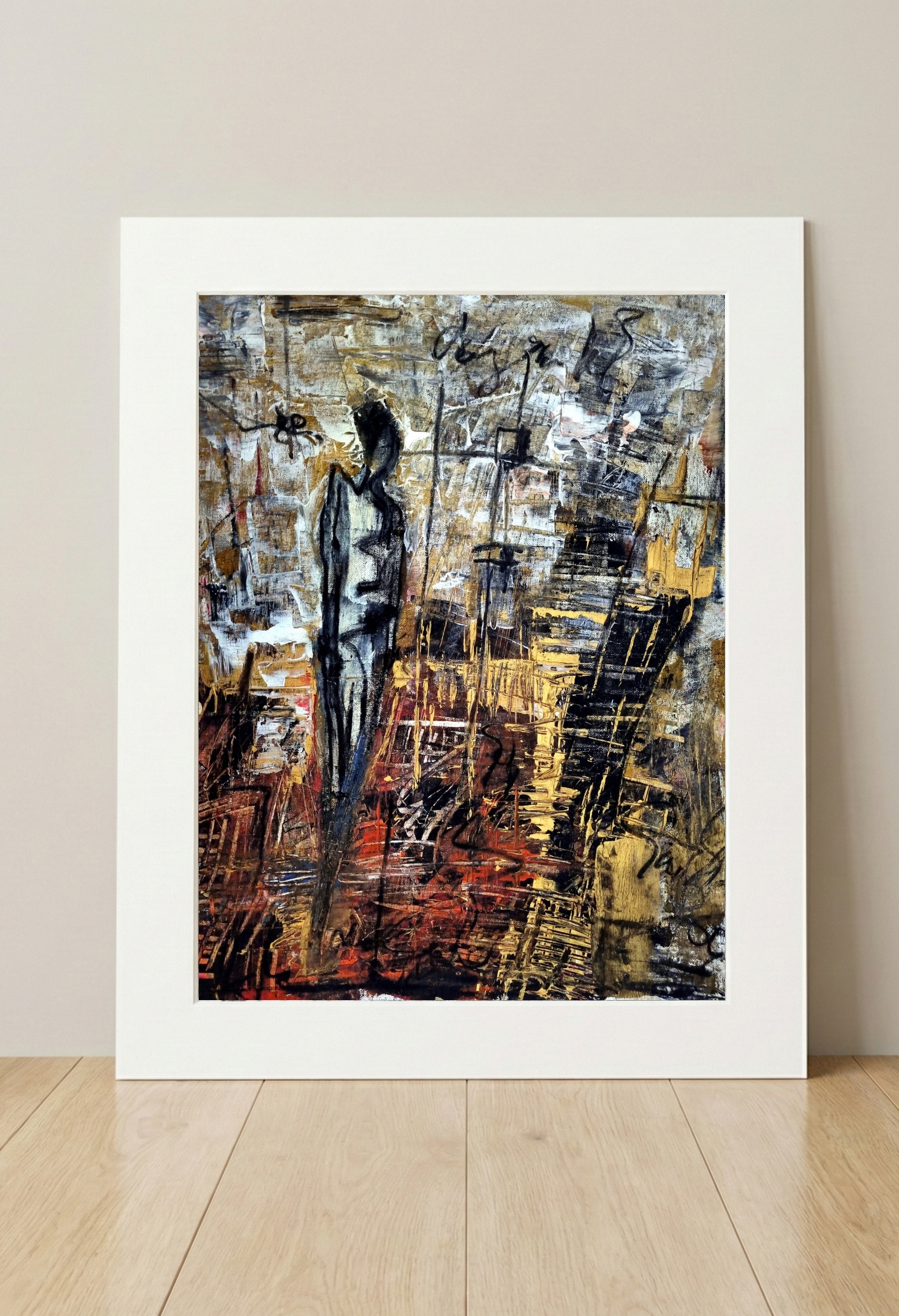 Black and Gold Dublin Monument — art on the wall, room interior preview 3