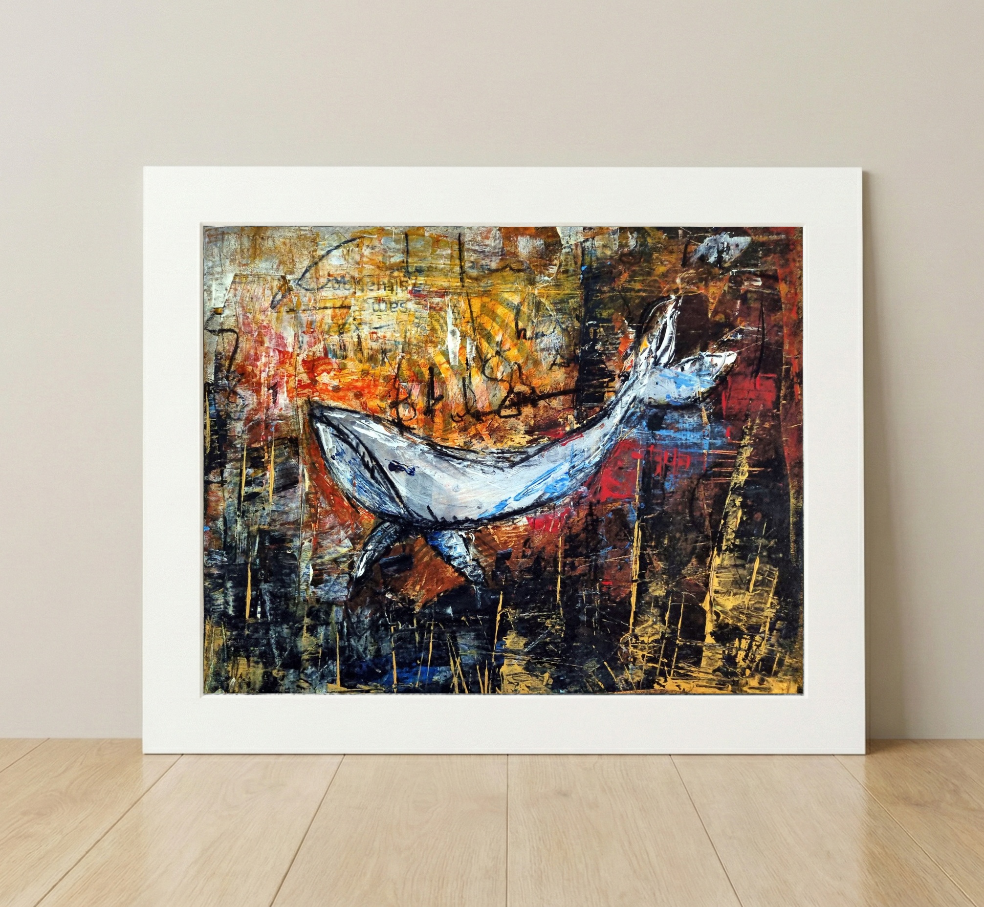 Crypto Leviathan in Earthy Textures — art on the wall, room interior preview 1